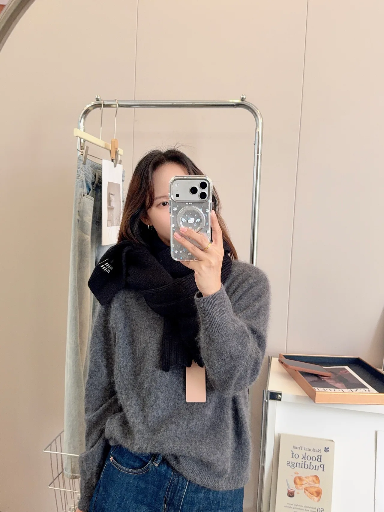Miu Miu Ribbed Scarf in Black · view 3