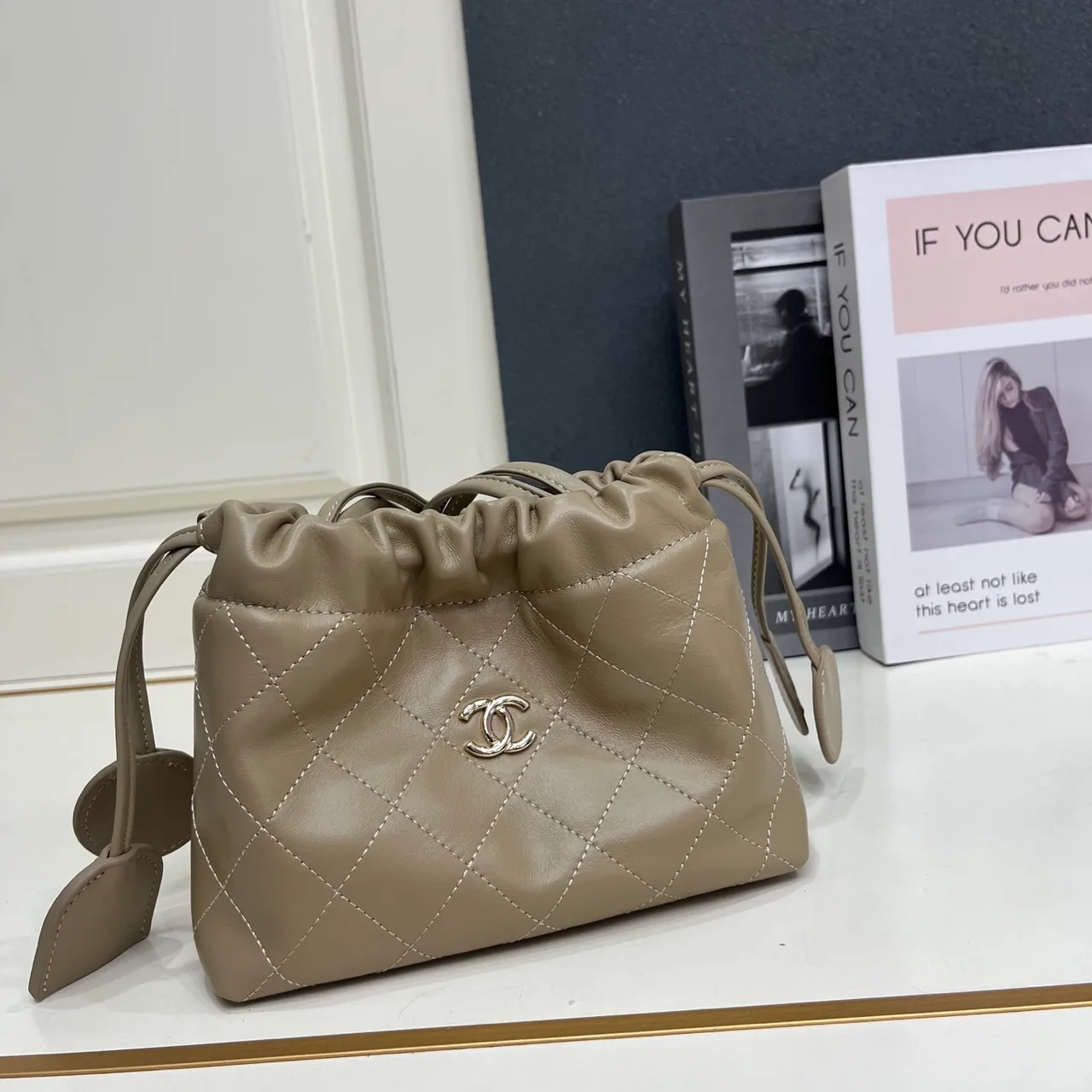 Chanel Quilted Clutch in Beige · view 4