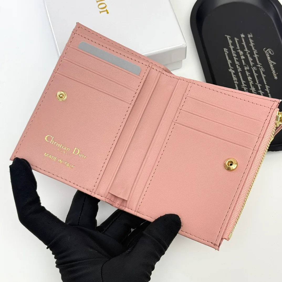 Dior Lambskin Quilted Wallet in Pink · view 7