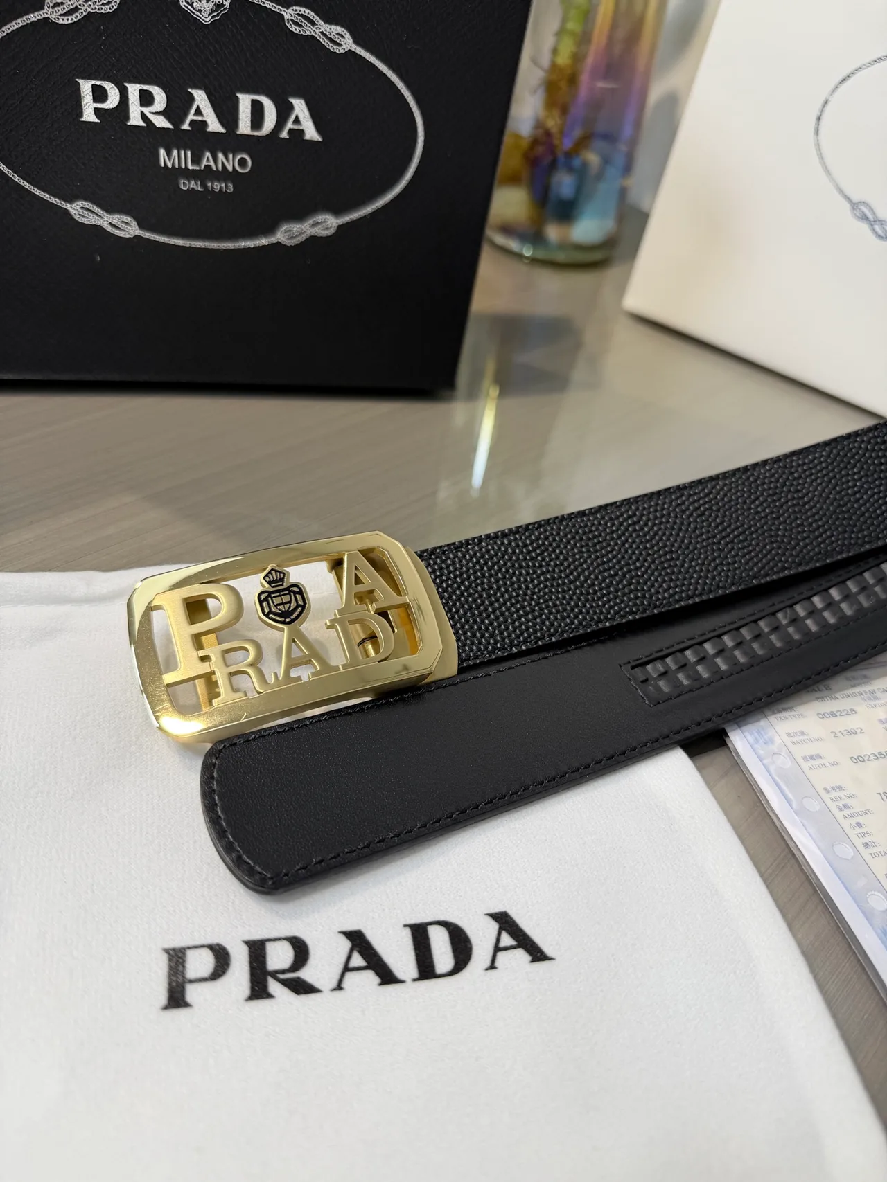 Prada Calfskin Belt in Black · view 6