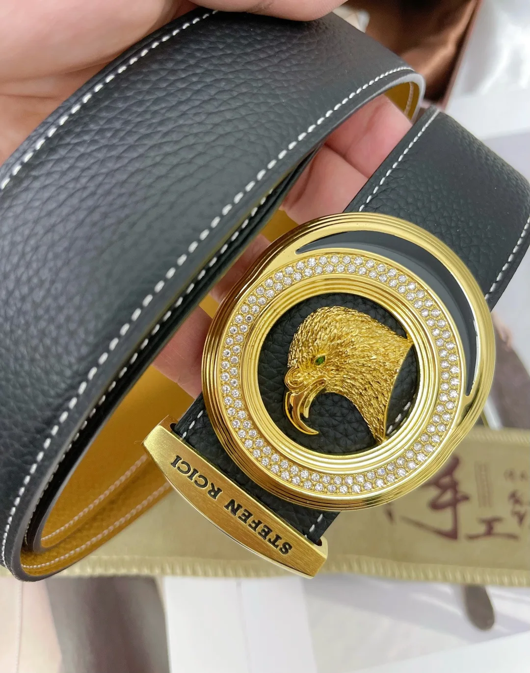 Stefen Rcici Eagle Buckle Belt in Black · view 5