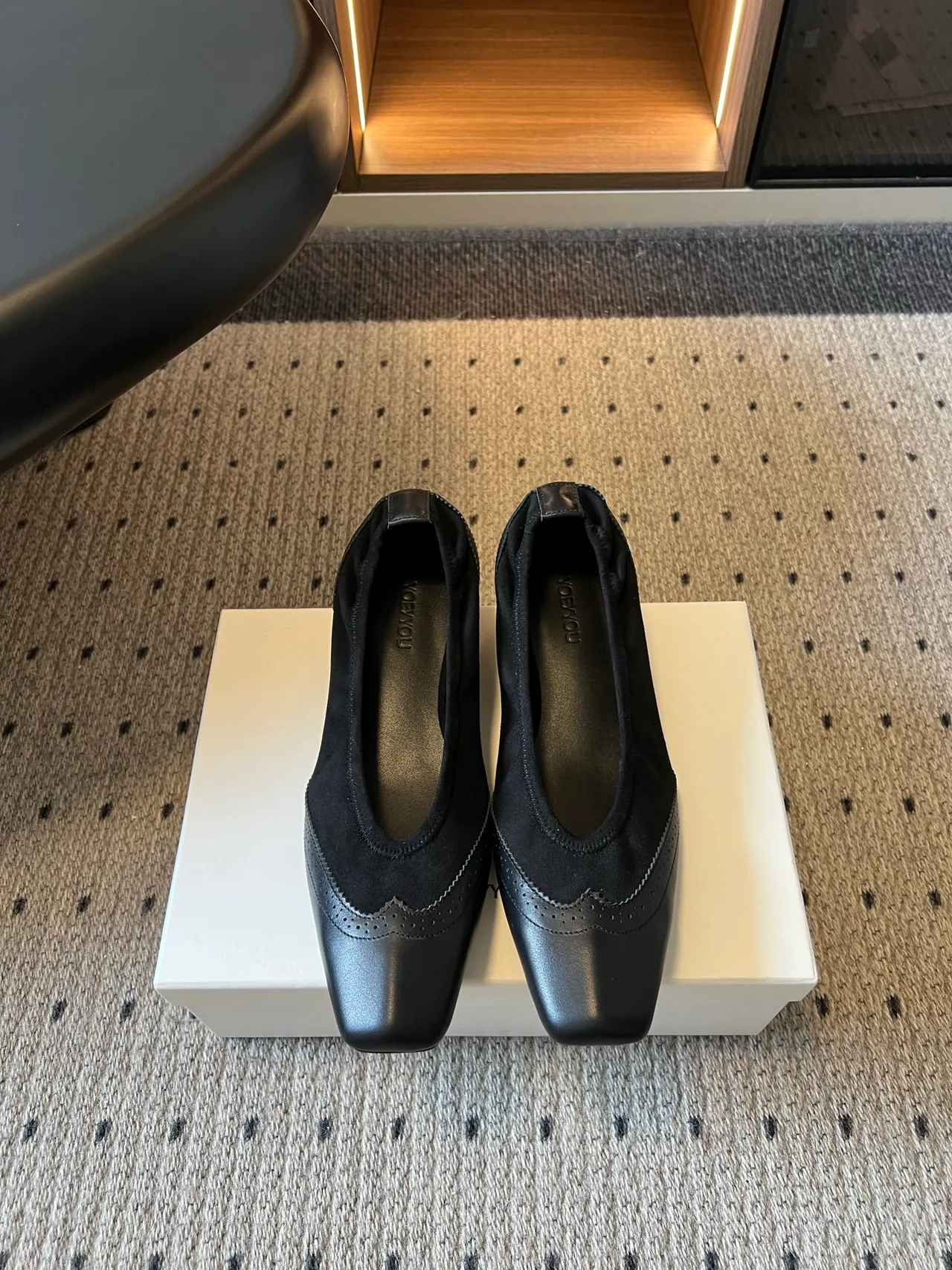 Saint Laurent Matte Square-Toe Shoes in Black · view 1