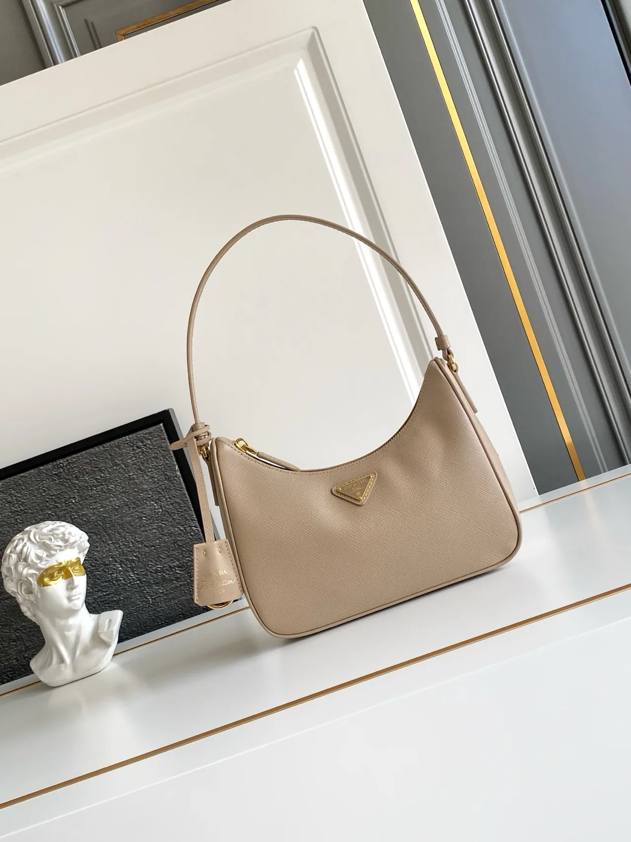 Prada Smooth Shoulder Bag in Beige · view 1