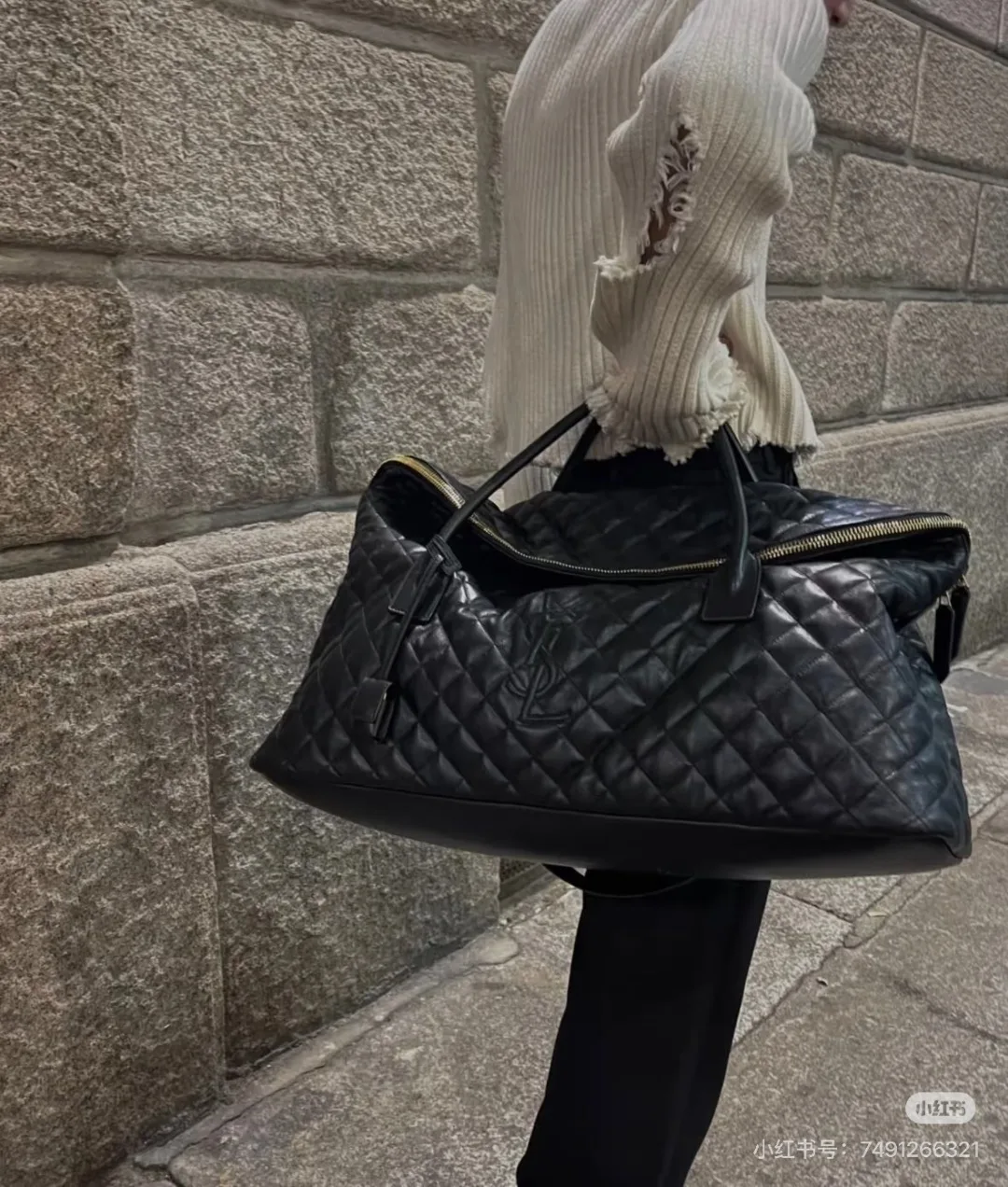 Saint Laurent Leather ES Giant Travel Bag in Black · view 3