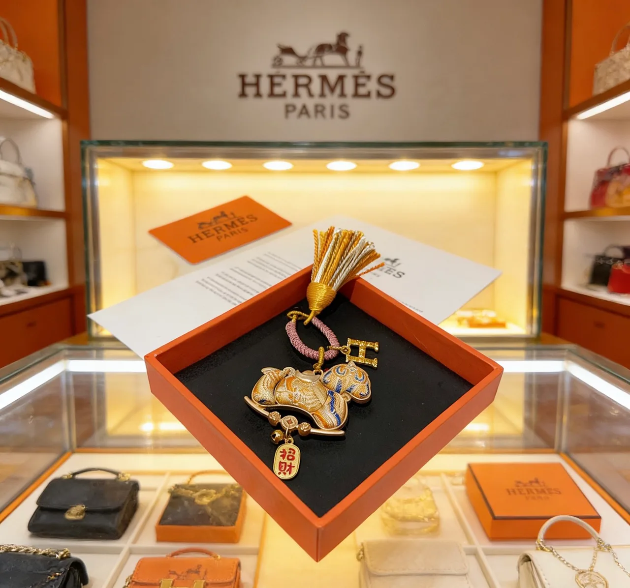 Hermes Smooth Horse Bag Charm in Gold · view 2