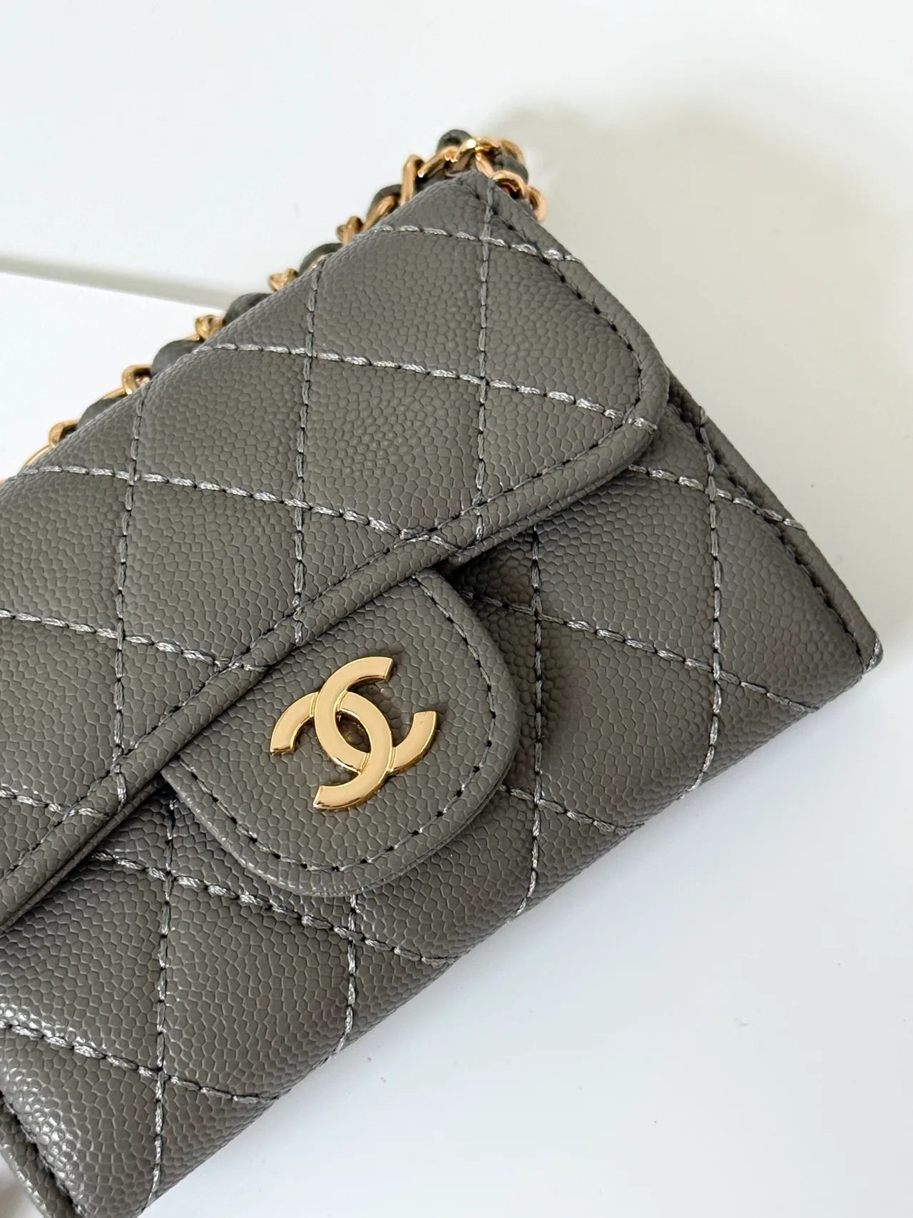 Chanel Quilted Wallet in Grey · view 4