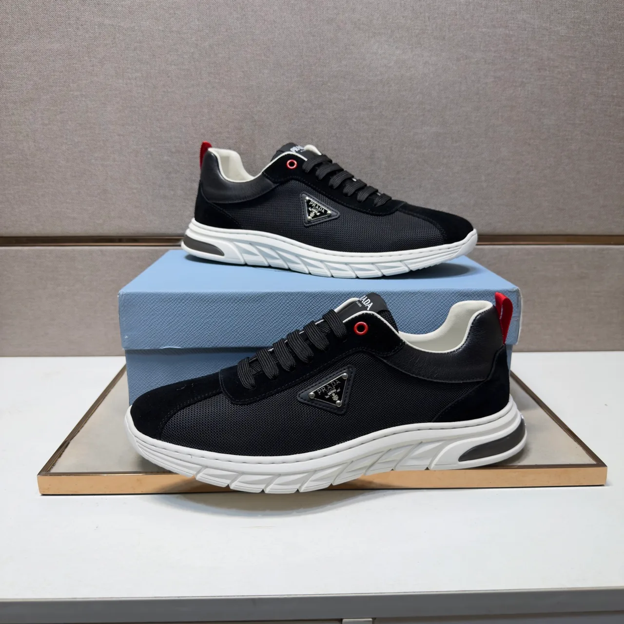 Prada Leather Sneakers in Black · view 3