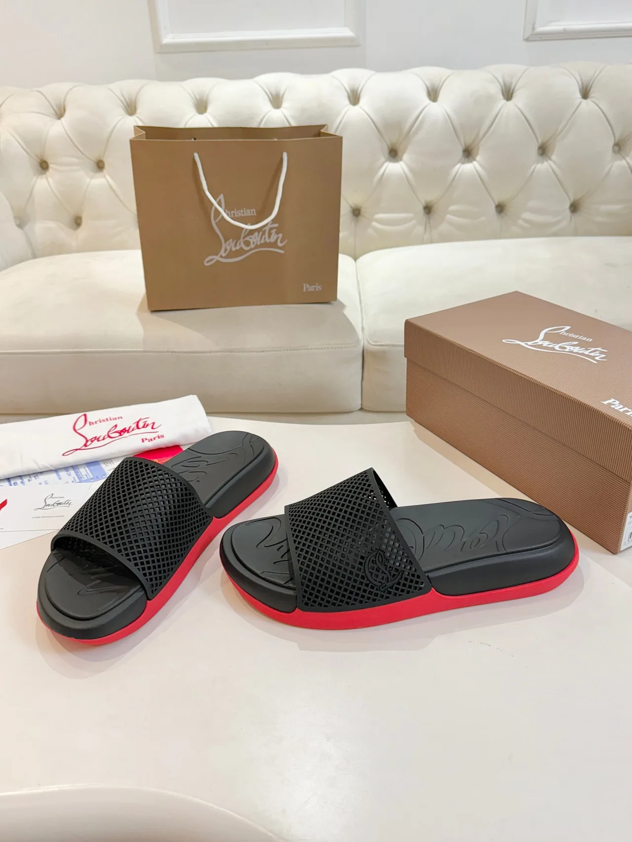 Christian Louboutin Smooth Slides in Black · view 4