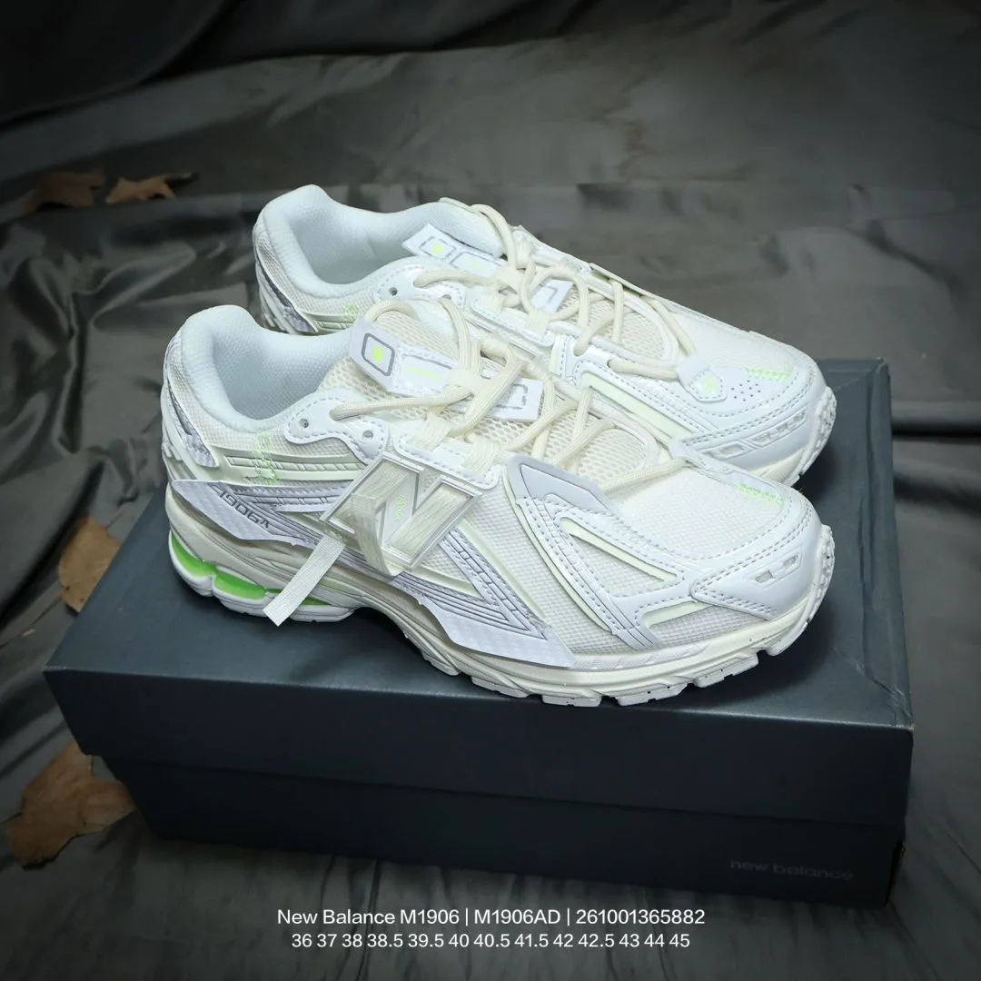 New Balance Panelled Running Sneakers in White & Blue & Beige & Green & Grey · view 4