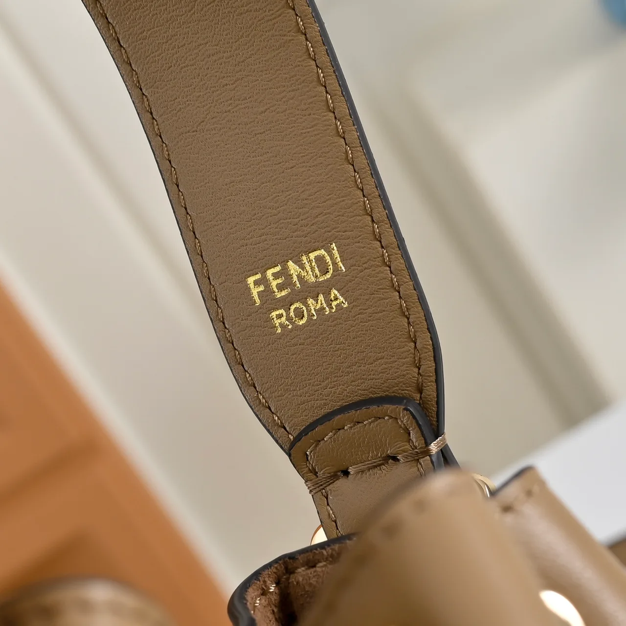 Fendi Calfskin Smooth Bucket Bag in Brown · view 3