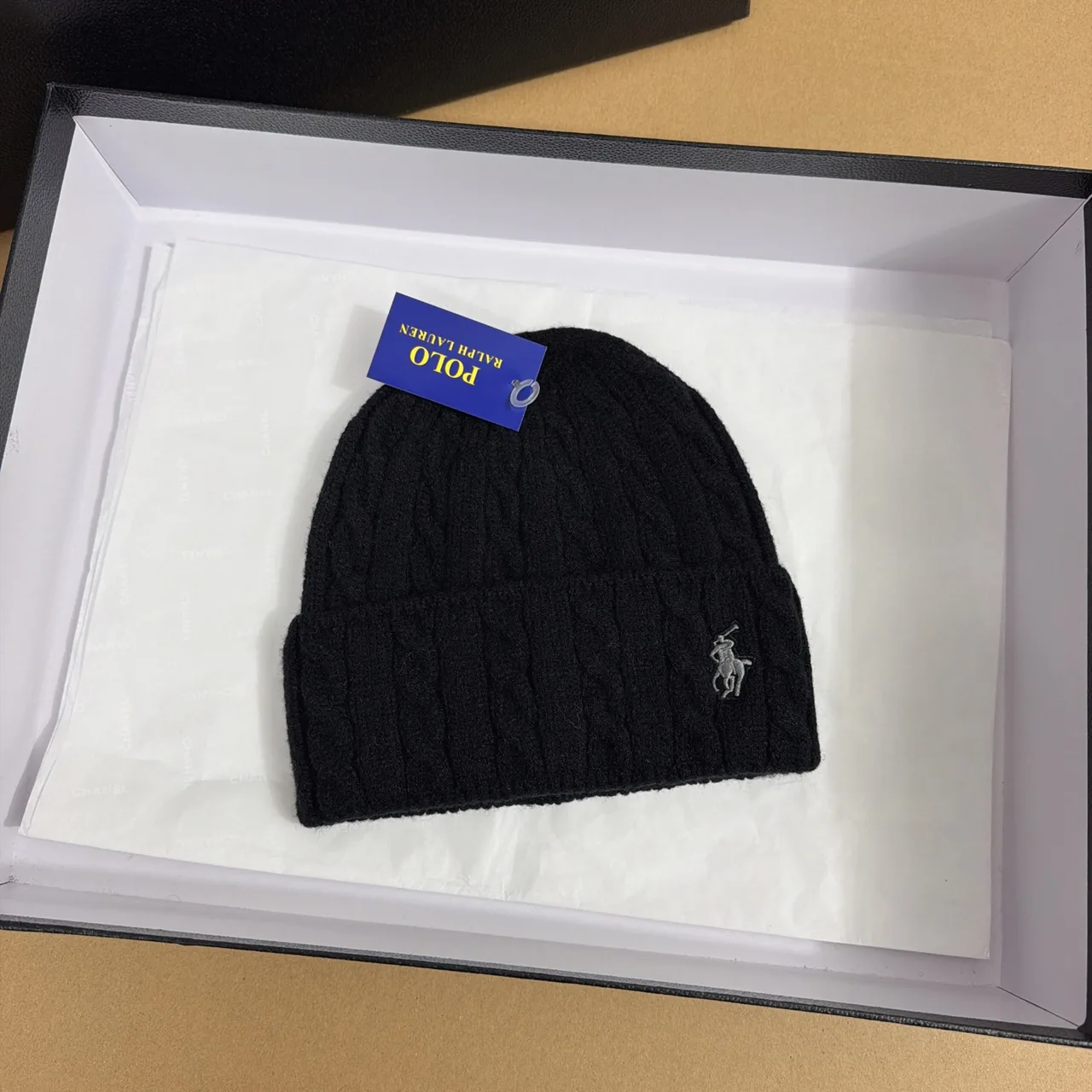 Ralph Lauren Polo Cable-Knit Beanie in Brown & Black & White & Green & Purple & Yellow & Blue & Red & Grey · view 2