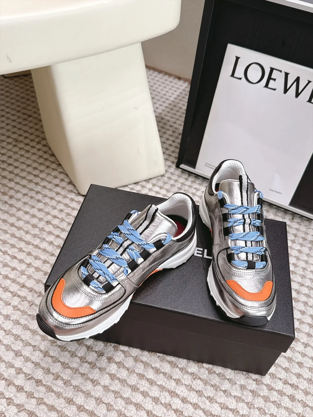 Loewe Cowhide Sneakers in Silver · view 4