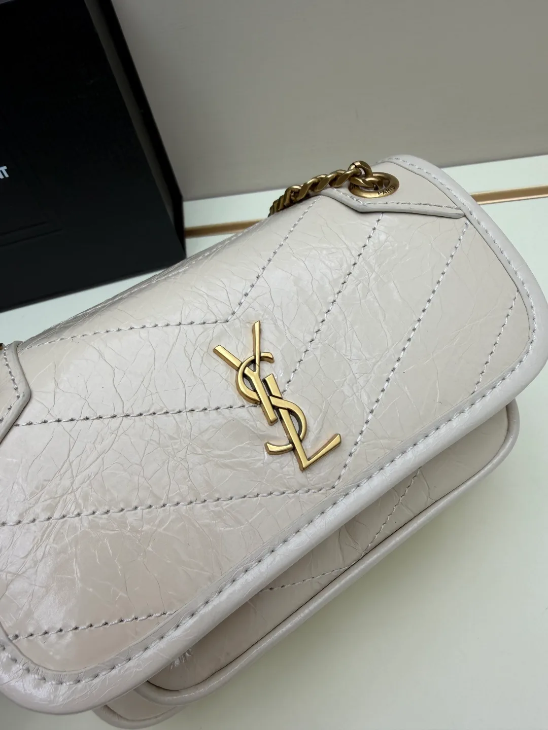 Saint Laurent Sheepskin Shoulder Bag in Beige · view 4