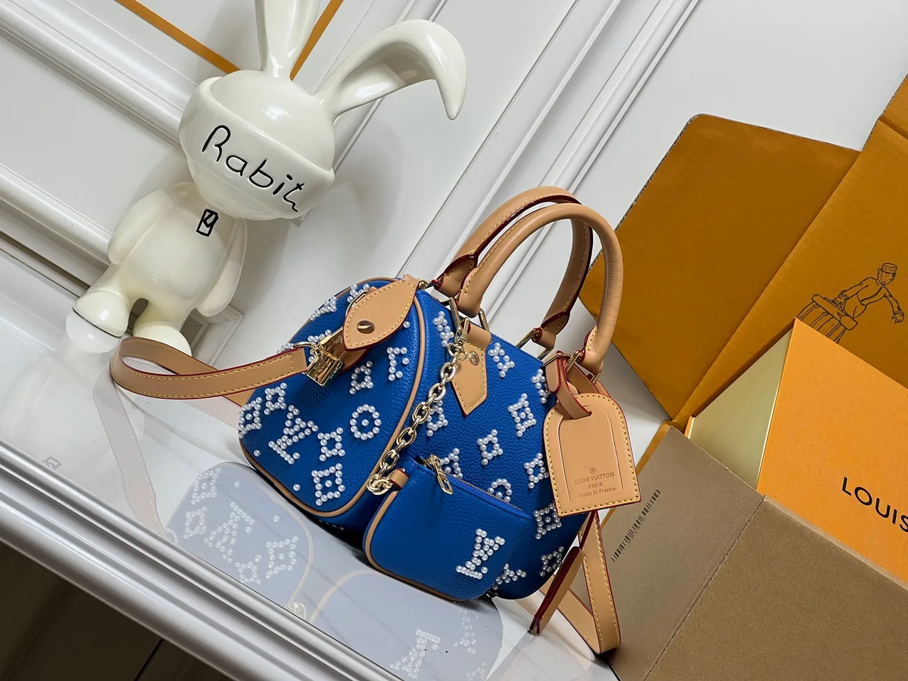 Louis Vuitton Calfskin Speedy Handbag in Blue · view 2
