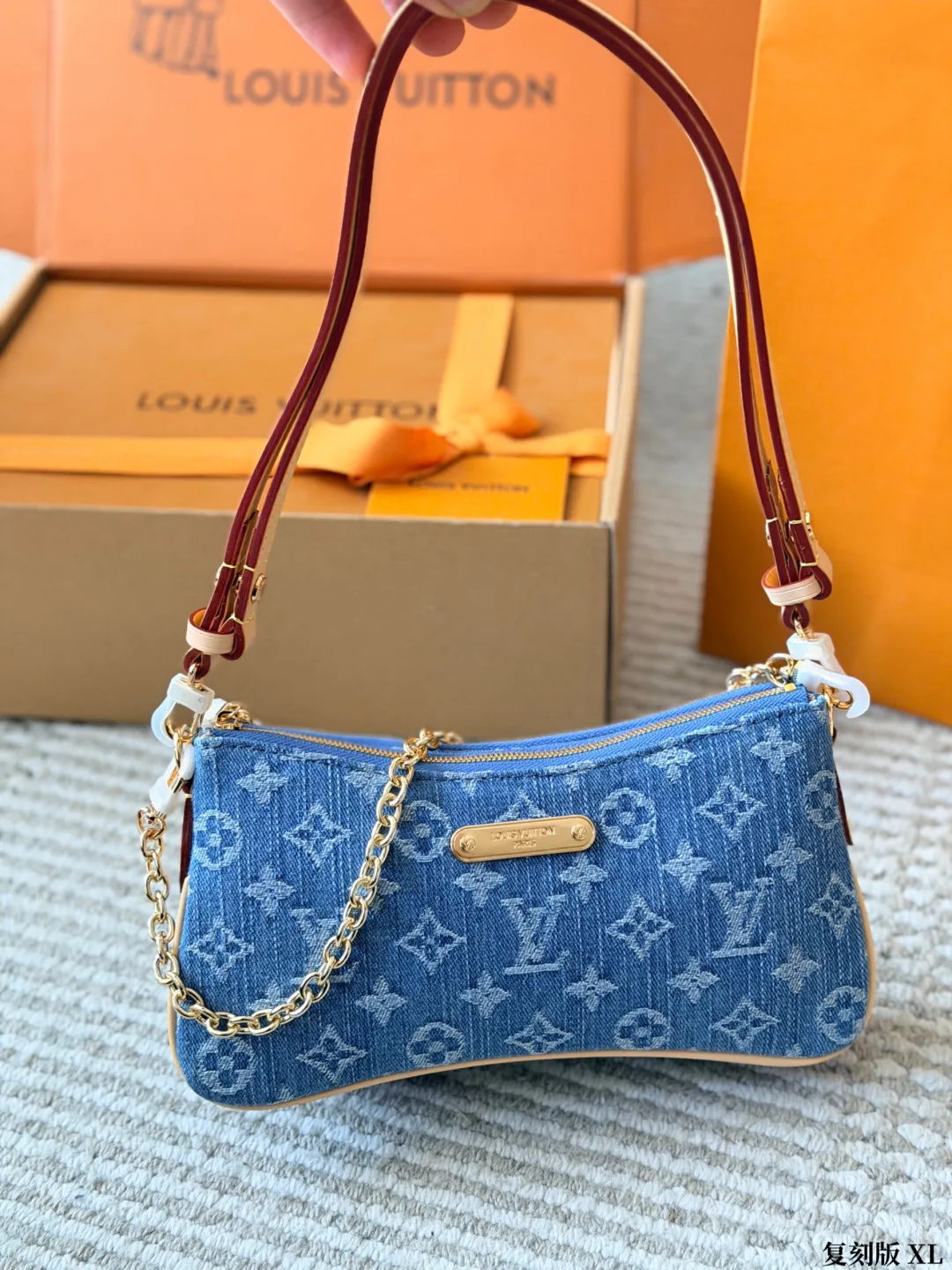 Louis Vuitton Cowhide Canvas Monogram Clutch in Blue · view 2
