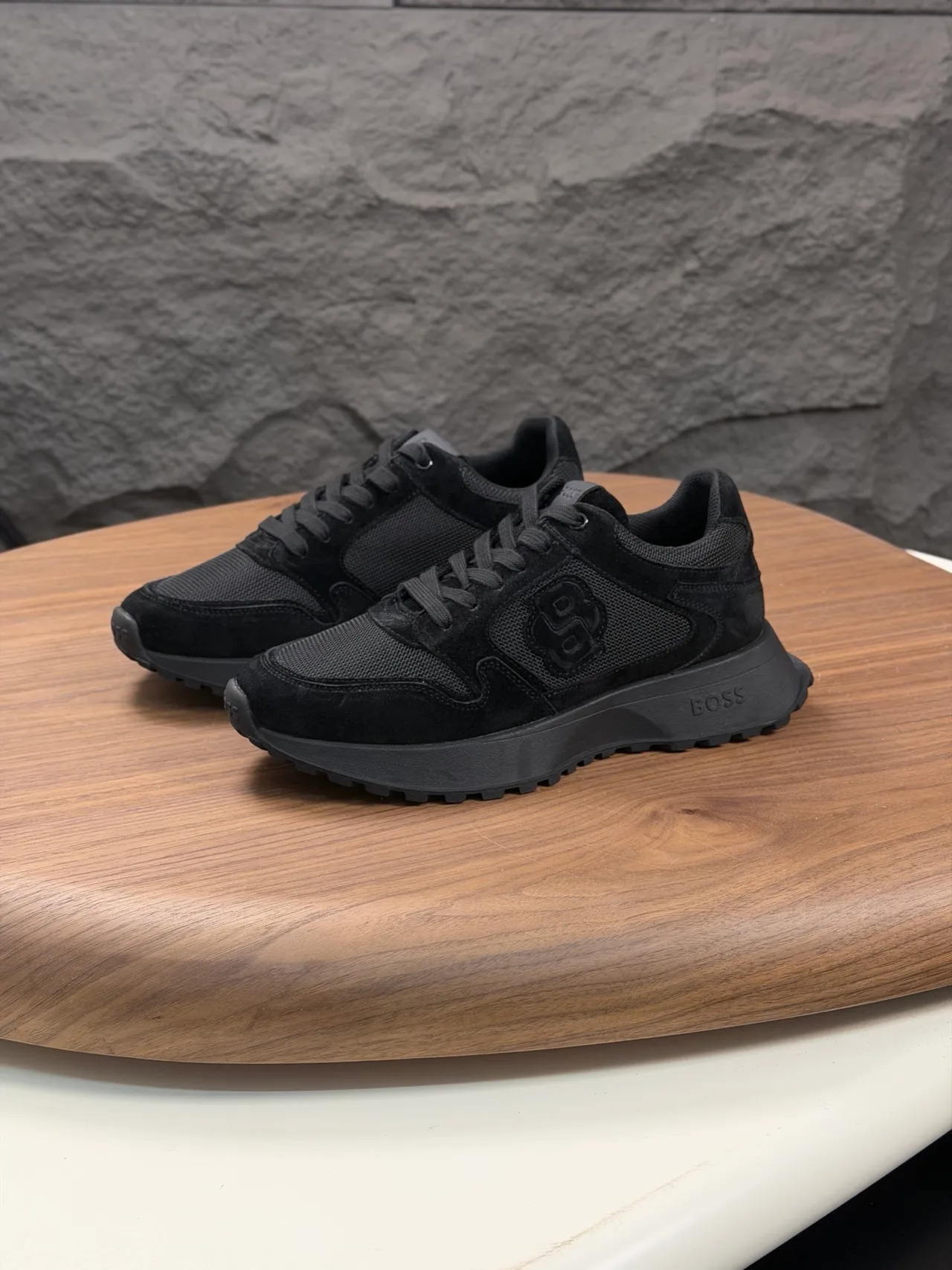 Boss Calfskin Sneakers in Black · view 2