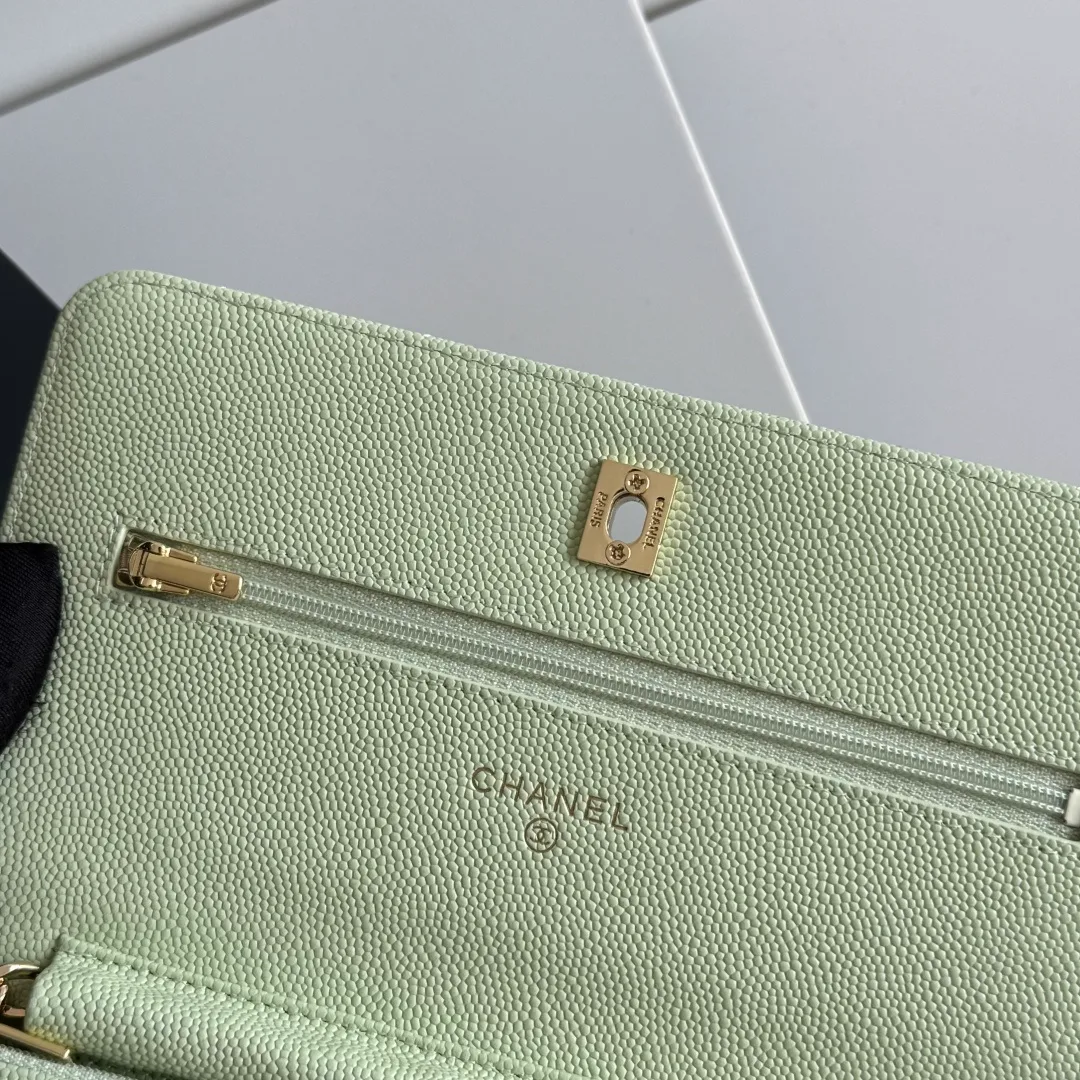 Chanel Calfskin Quilted Clutch in Green · view 8