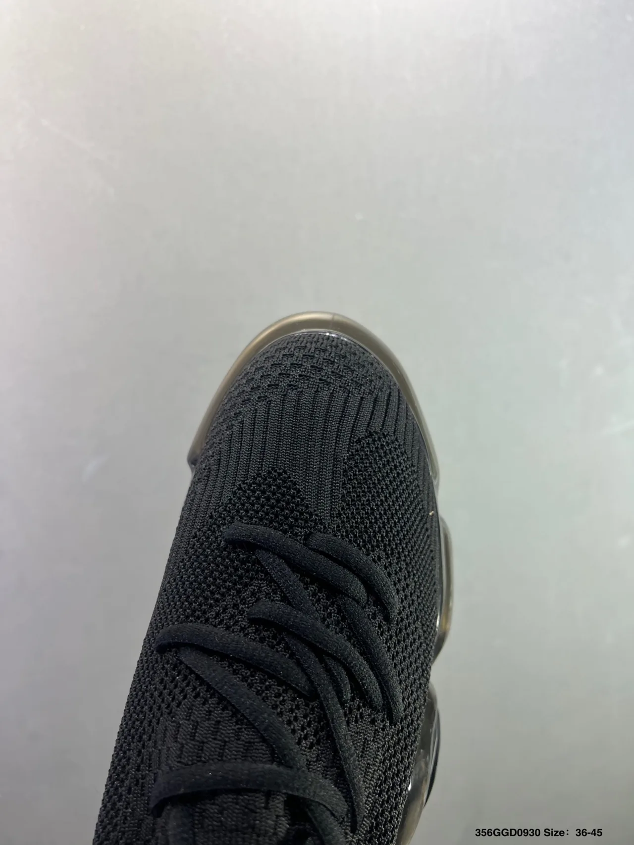 Glossy Air-Sole Knit Sneakers in Black · view 4