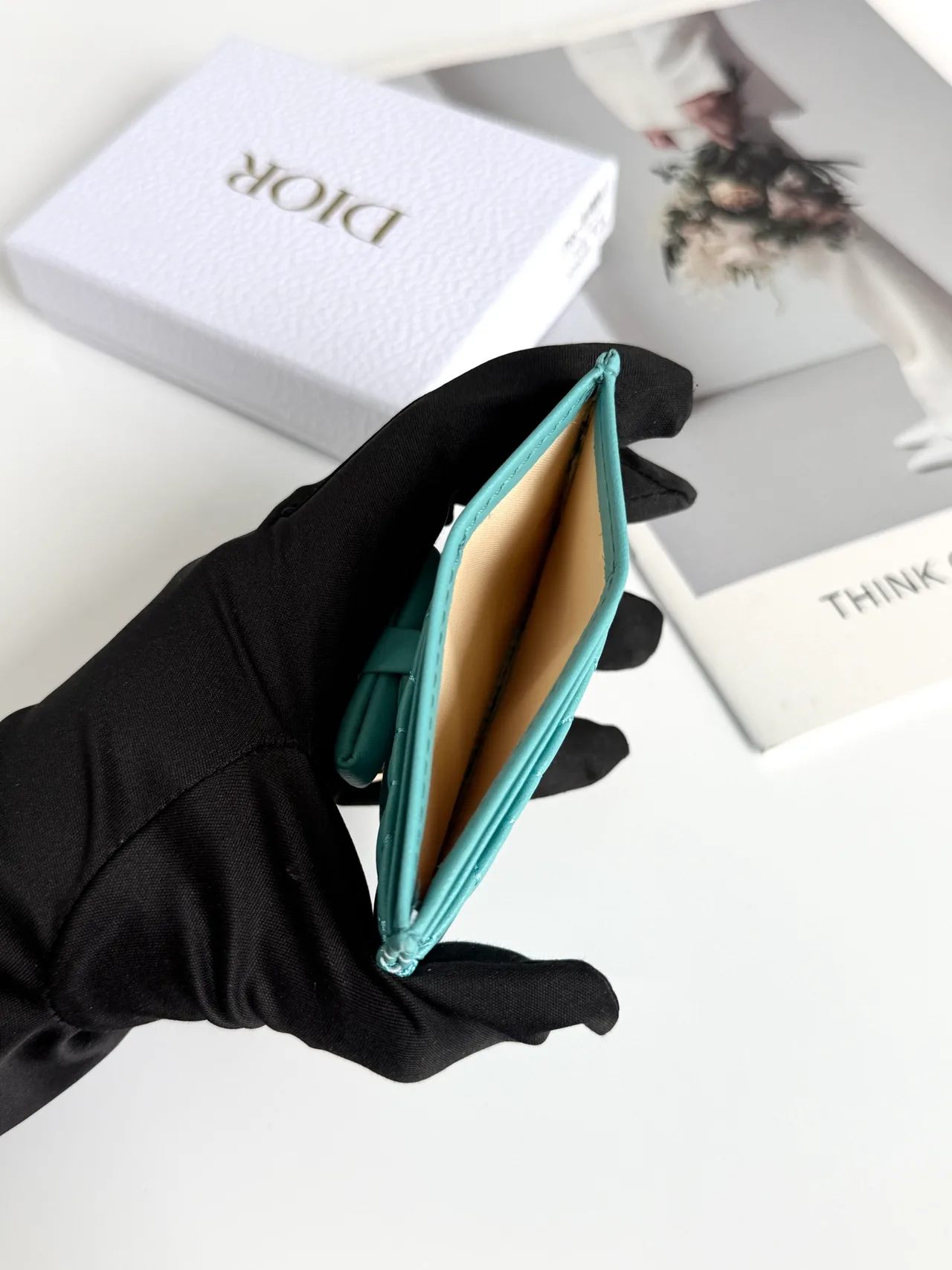 Dior Lambskin Quilted Cardholder in Blue · view 6