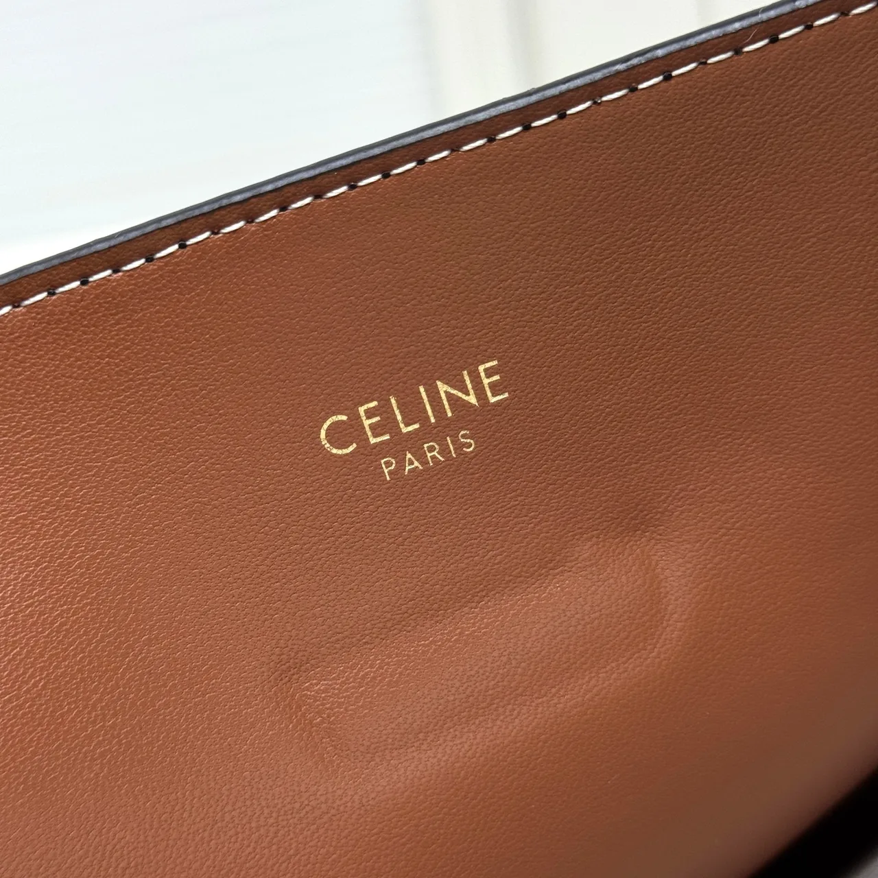 Celine Calfskin Quilted Monogram Bucket Bag in Brown · view 7