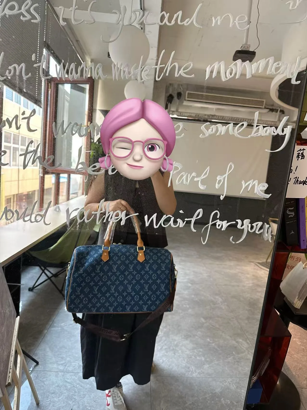 Louis Vuitton Denim Speedy Bag in Blue / White · view 6