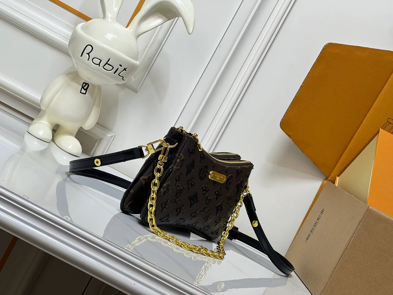 Louis Vuitton Denim Shoulder Pouch in Black · view 2