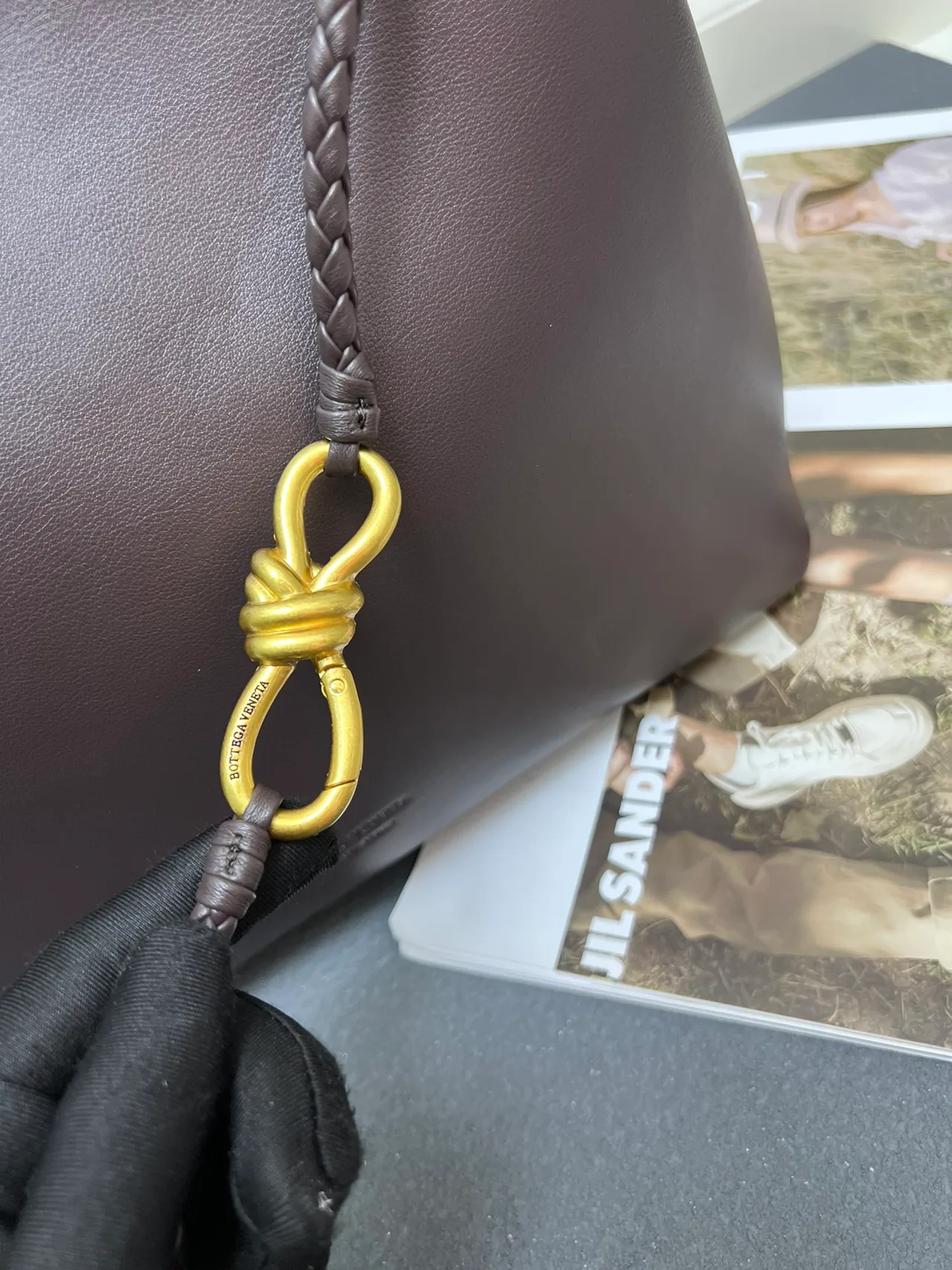 Bottega Veneta Calfskin Woven Braided-Handle Tote in Brown · view 7