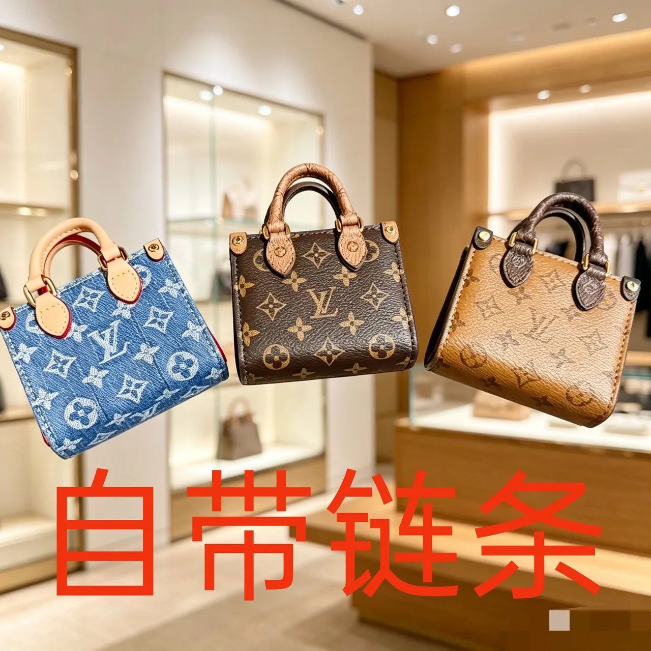 Louis Vuitton On My Side Mini Bag in Blue & Brown & Tan · view 4