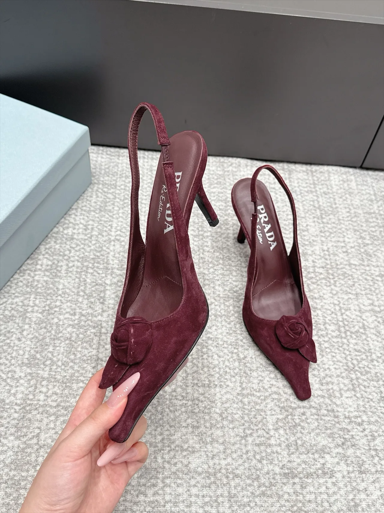 Prada Pointed Slingback Pumps in Burgundy · view 4