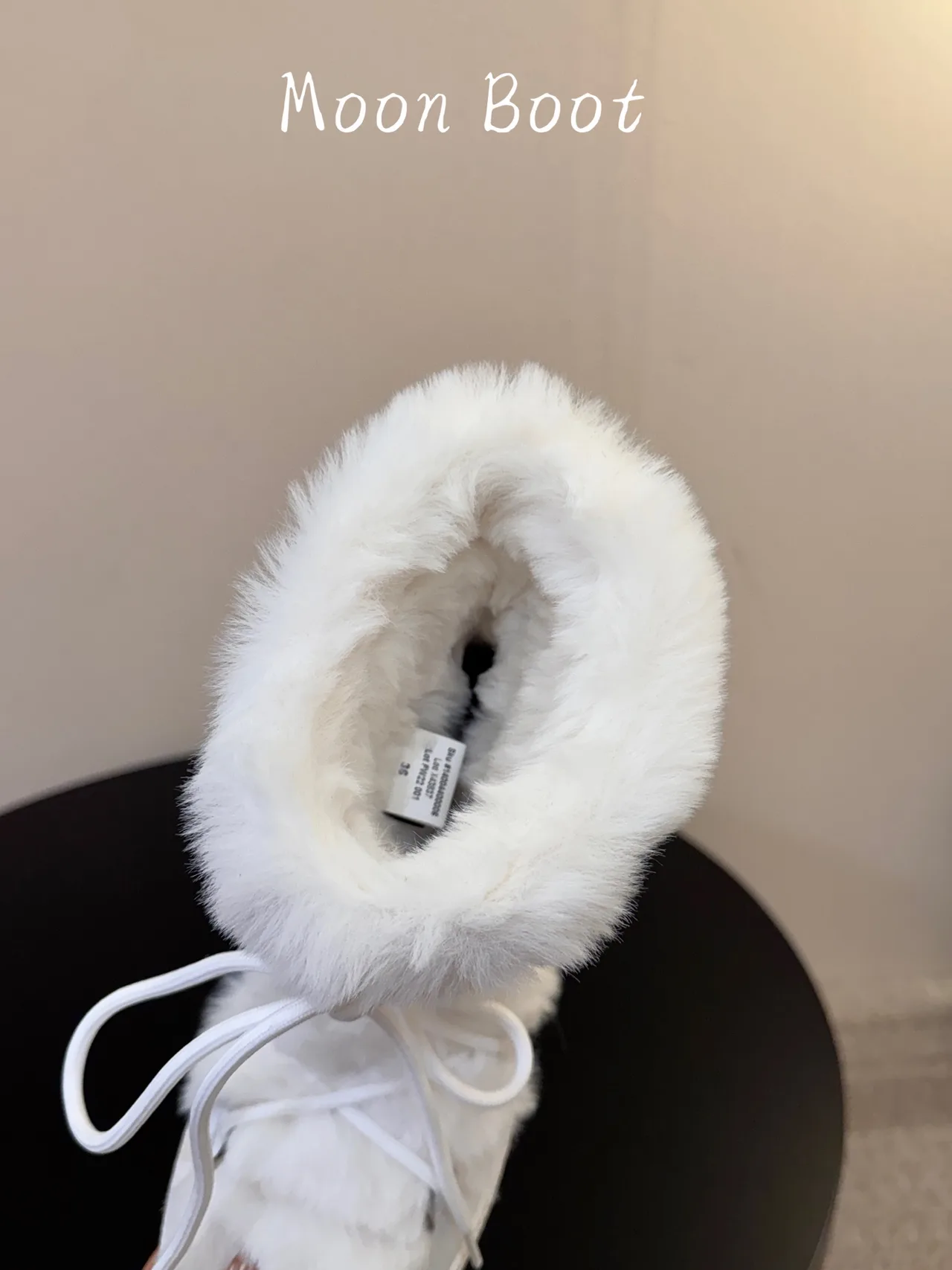 Moon Boot Round-Toe Lace-Up Fleece Boots in White · view 6
