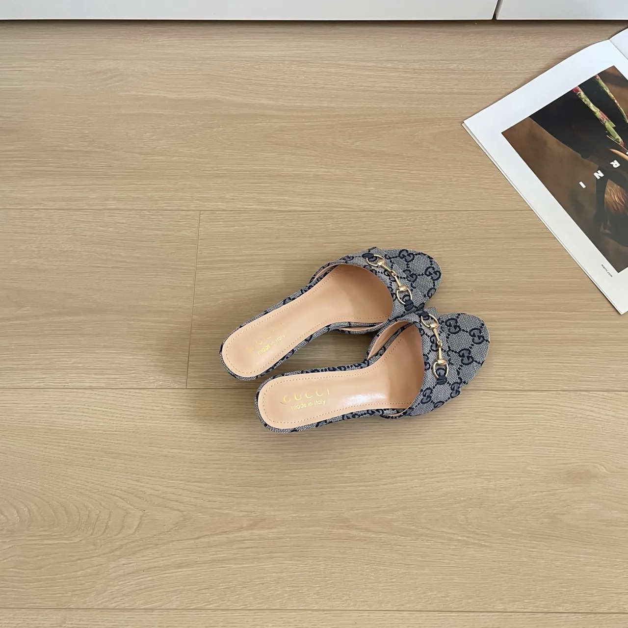 Gucci Heeled Mules in Blue · view 5