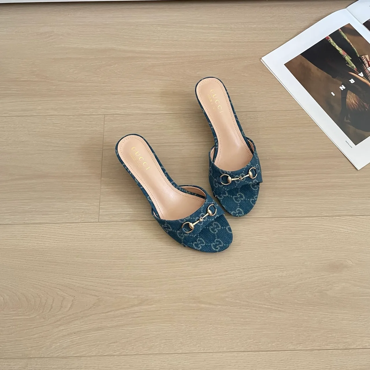 Gucci Canvas Mules in Blue · view 4