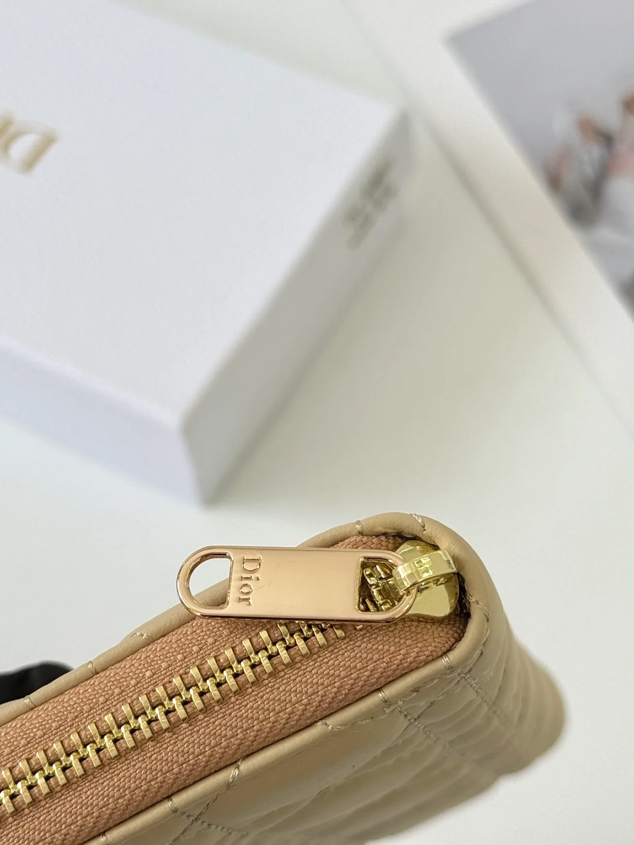 Dior Lambskin Quilted Wallet in Beige · view 5