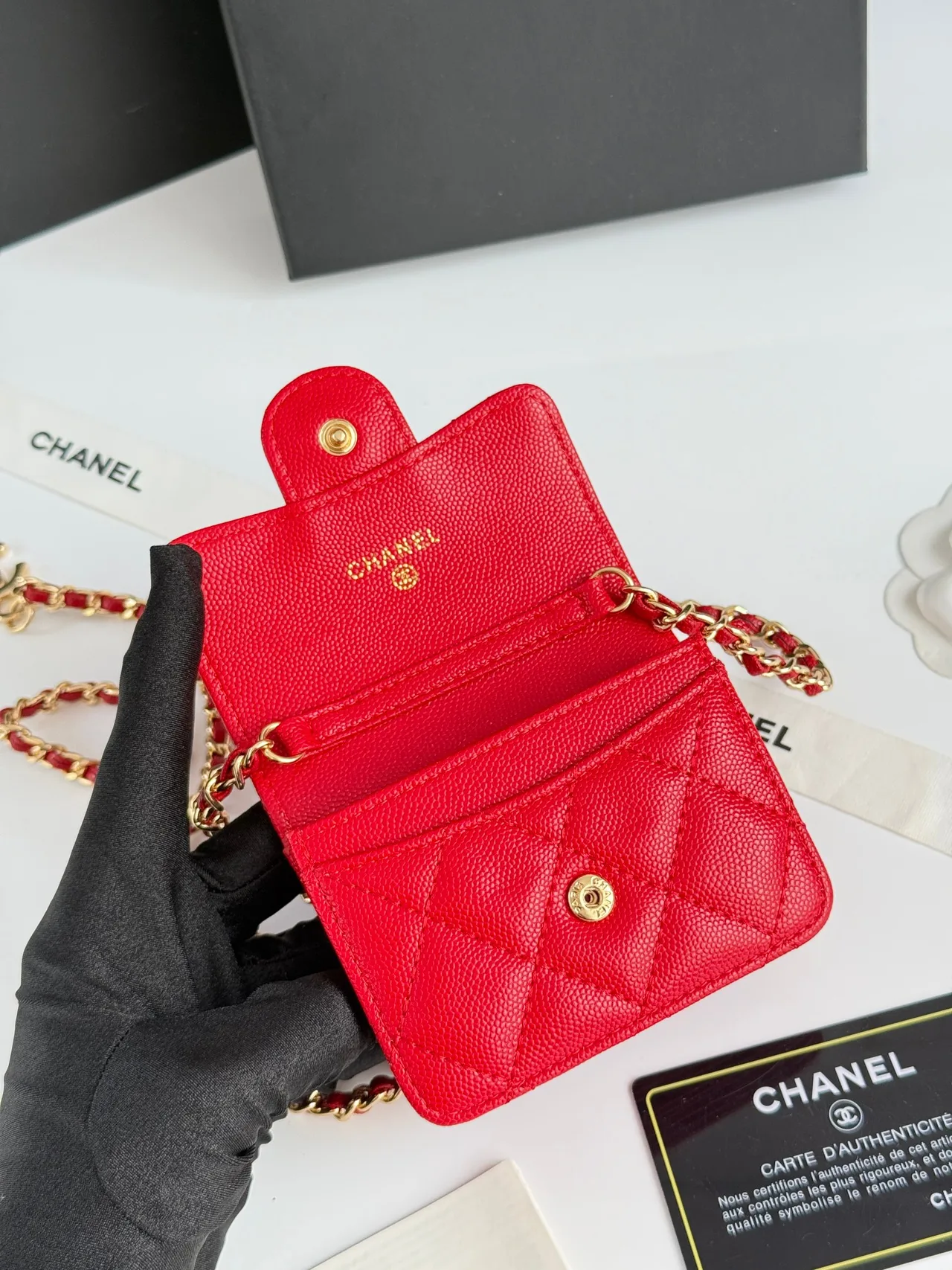 Chanel Quilted Wallet in Red · view 6