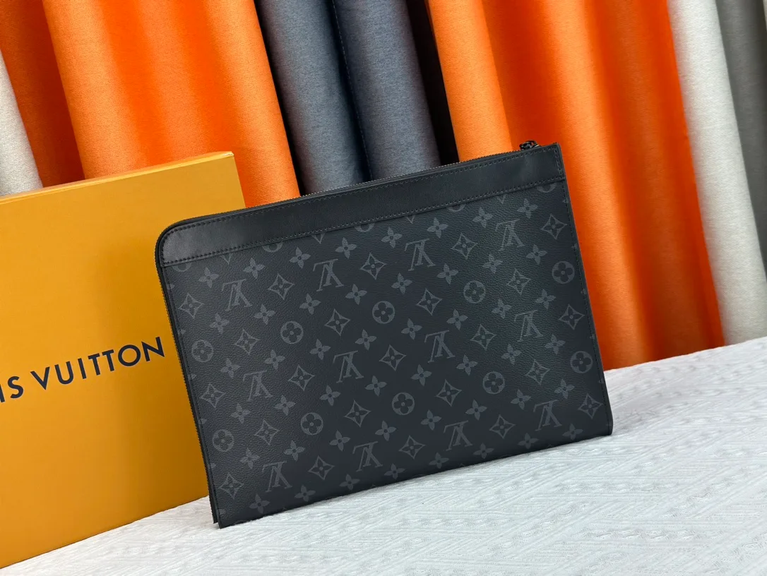 Louis Vuitton Canvas Clutch in Grey · view 3
