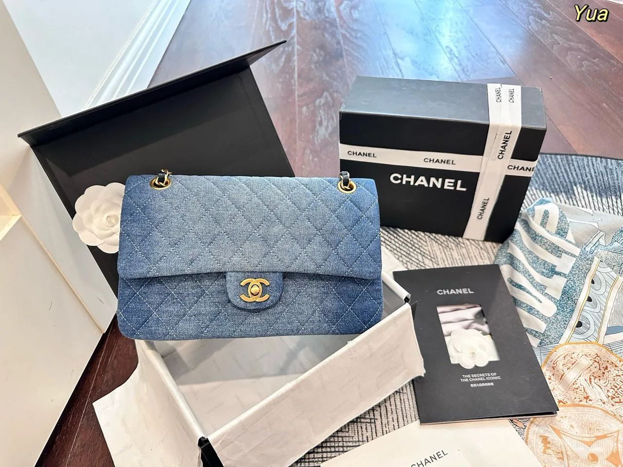 Chanel Denim Flap Shoulder Bag in Blue · view 1