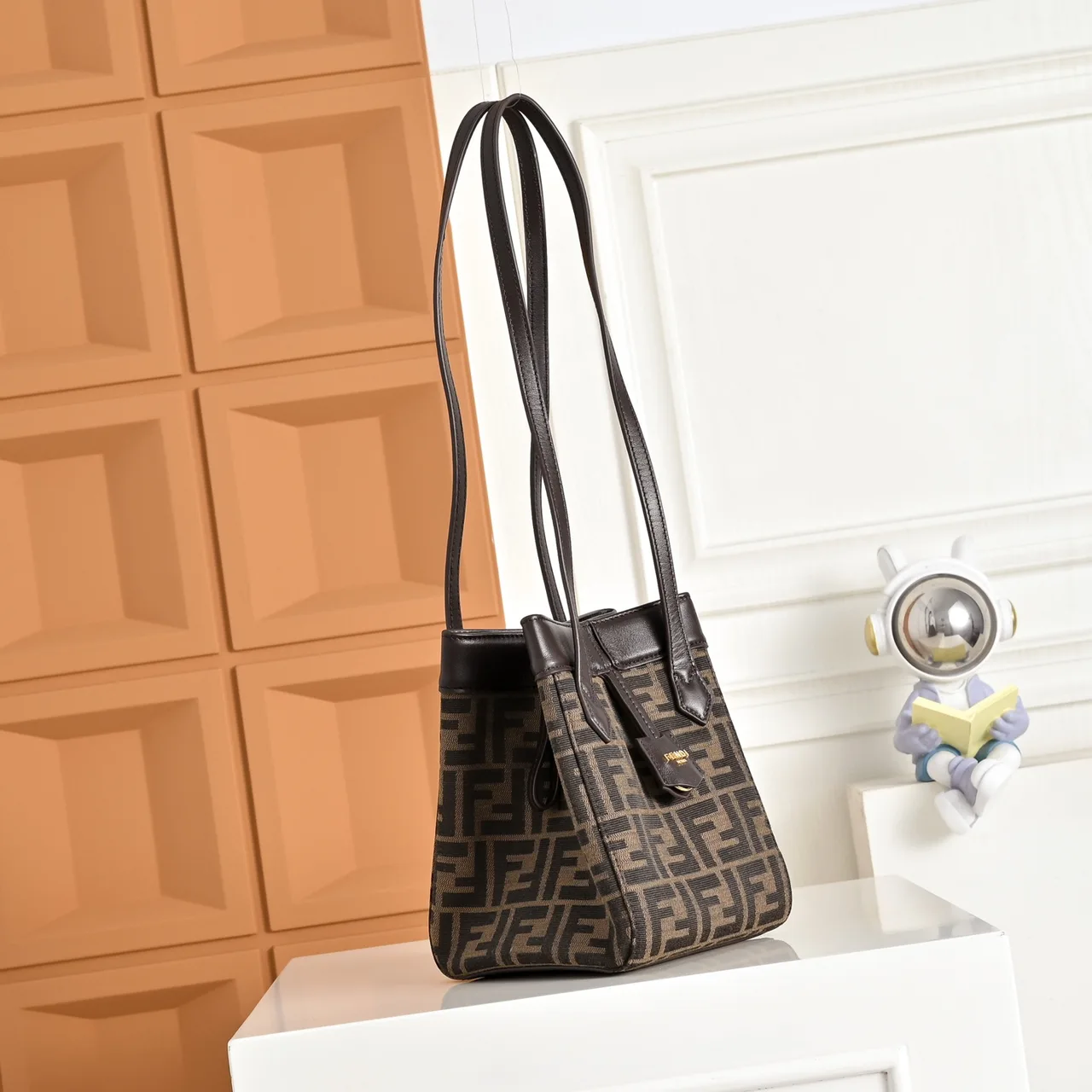 Fendi FF Monogram Long-Handle Shopper Tote in Brown · view 3