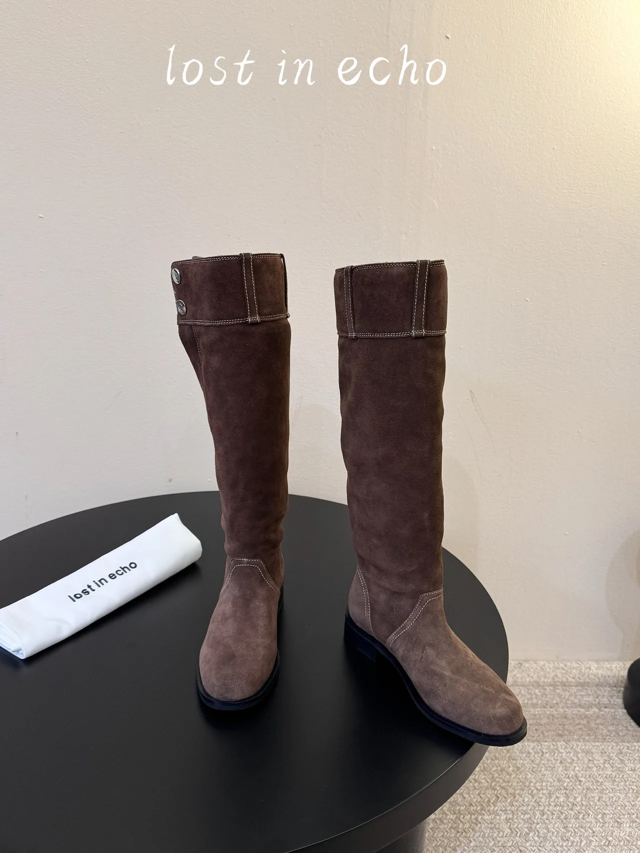 Lost in Echo Suede-Look Knee-High Boots in Brown · view 2