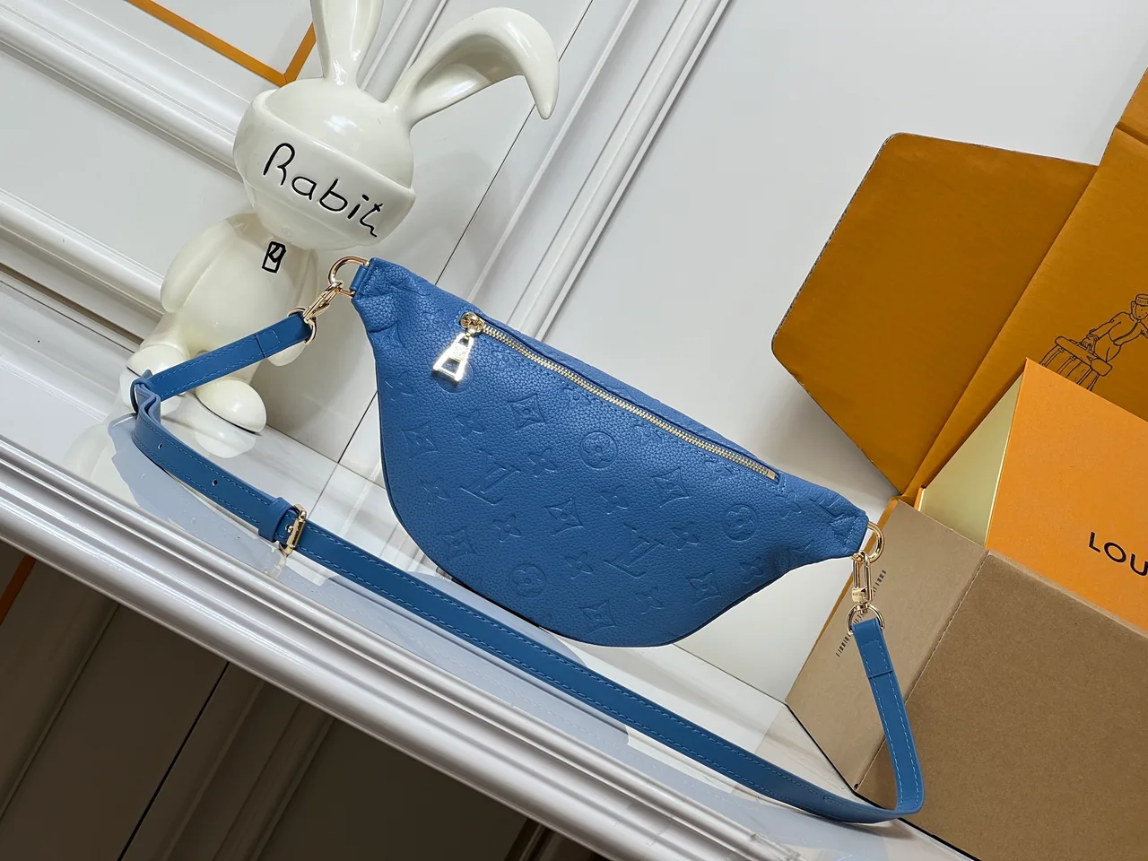 Louis Vuitton Leather Embossed Belt Bag in Blue · view 4