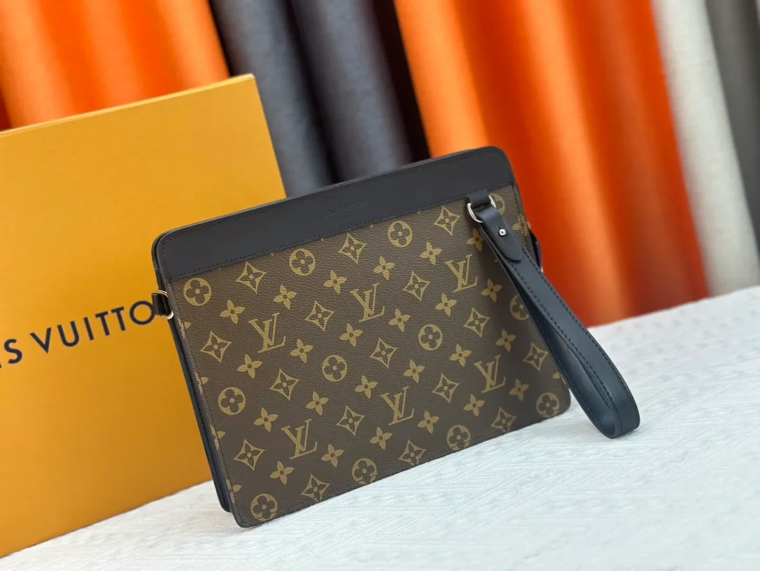 Louis Vuitton Canvas Clutch in Brown · view 2