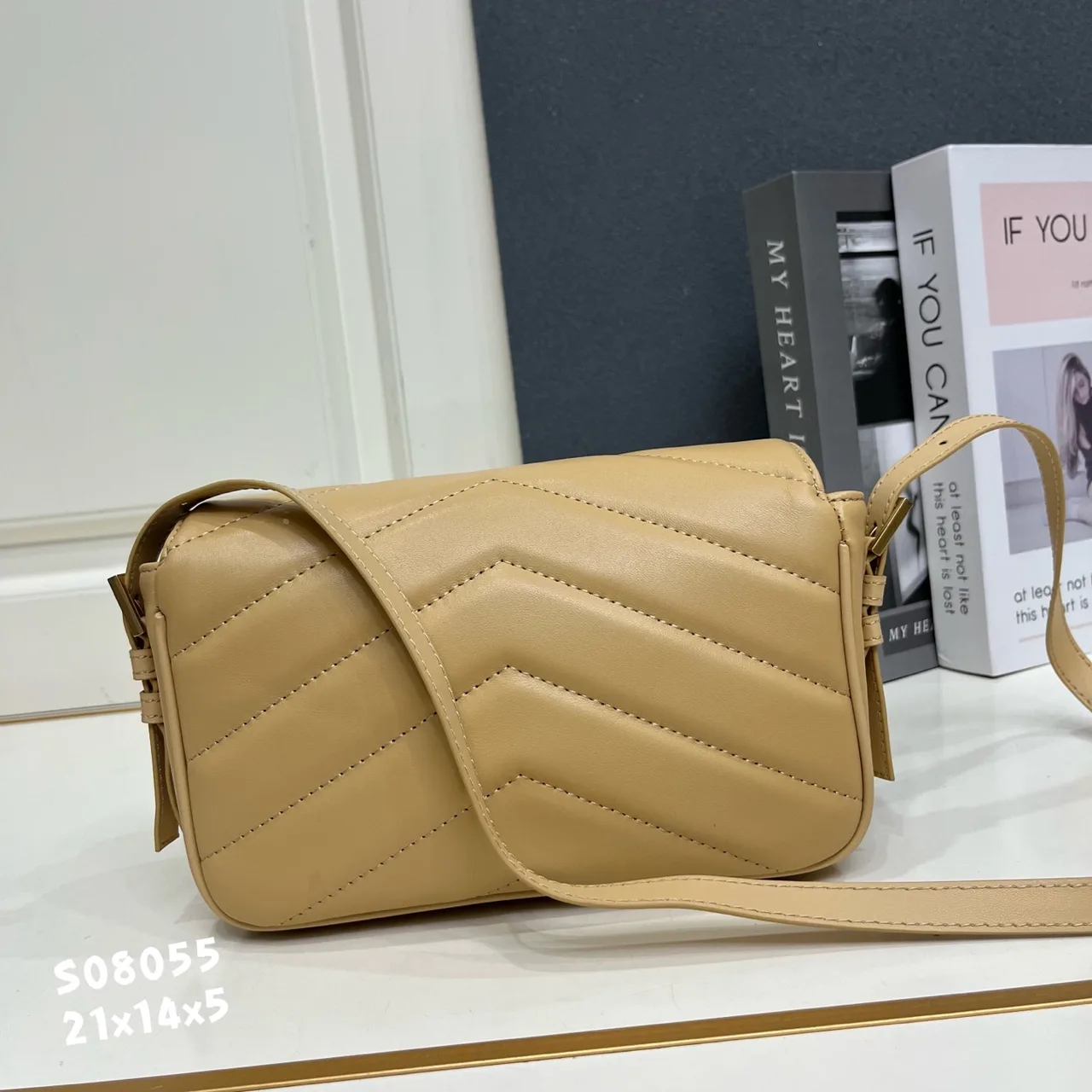 Saint Laurent Sheepskin Quilted Handbag in Beige · view 2