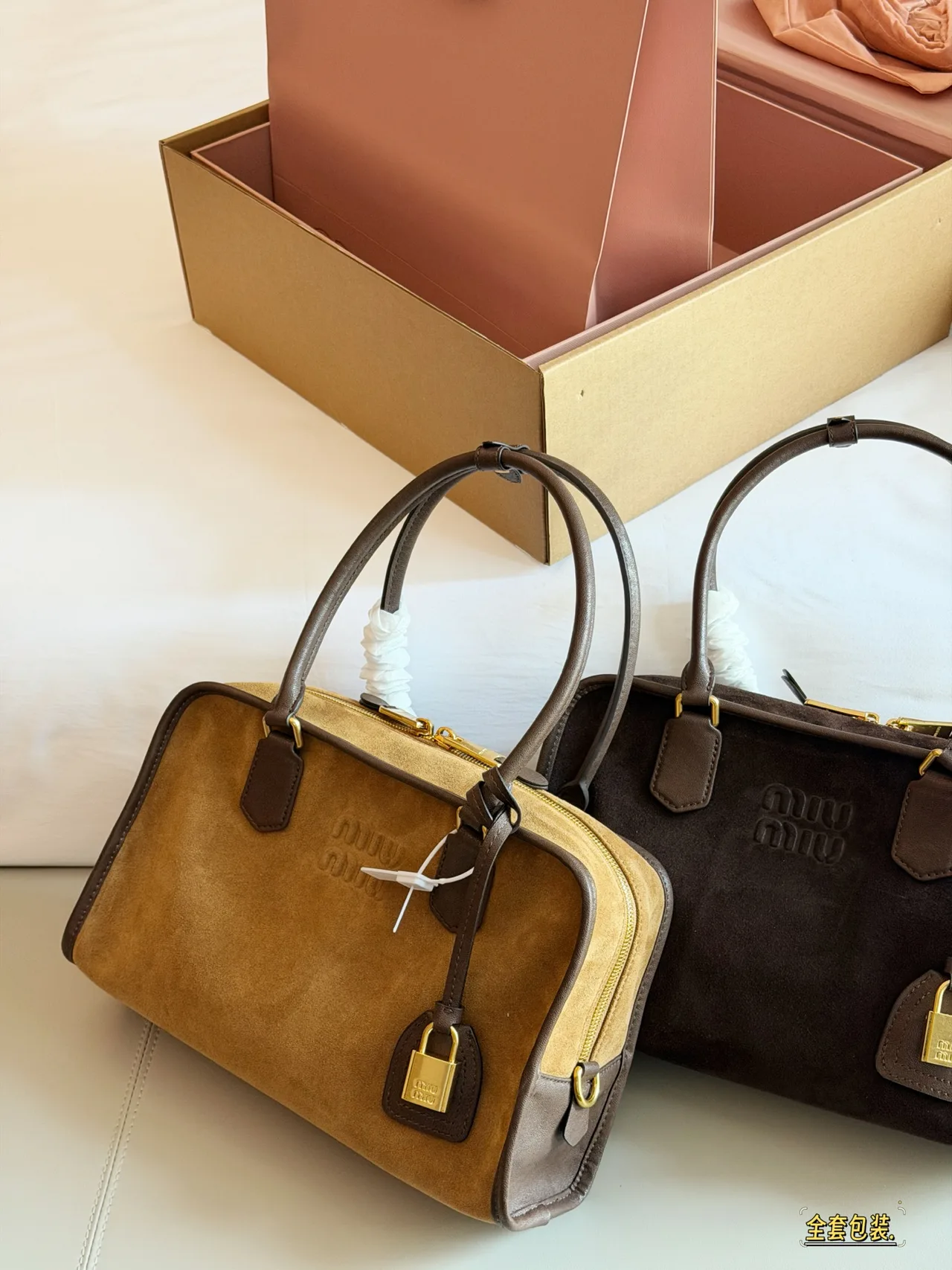 Miu Miu Suede top-handle bag in Brown · view 5