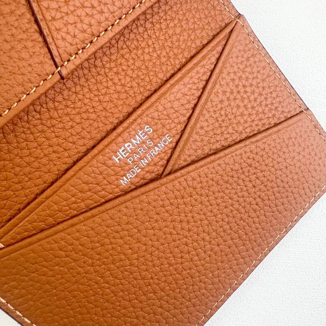 Hermes Calvi Cardholder in Blue & Brown · view 8