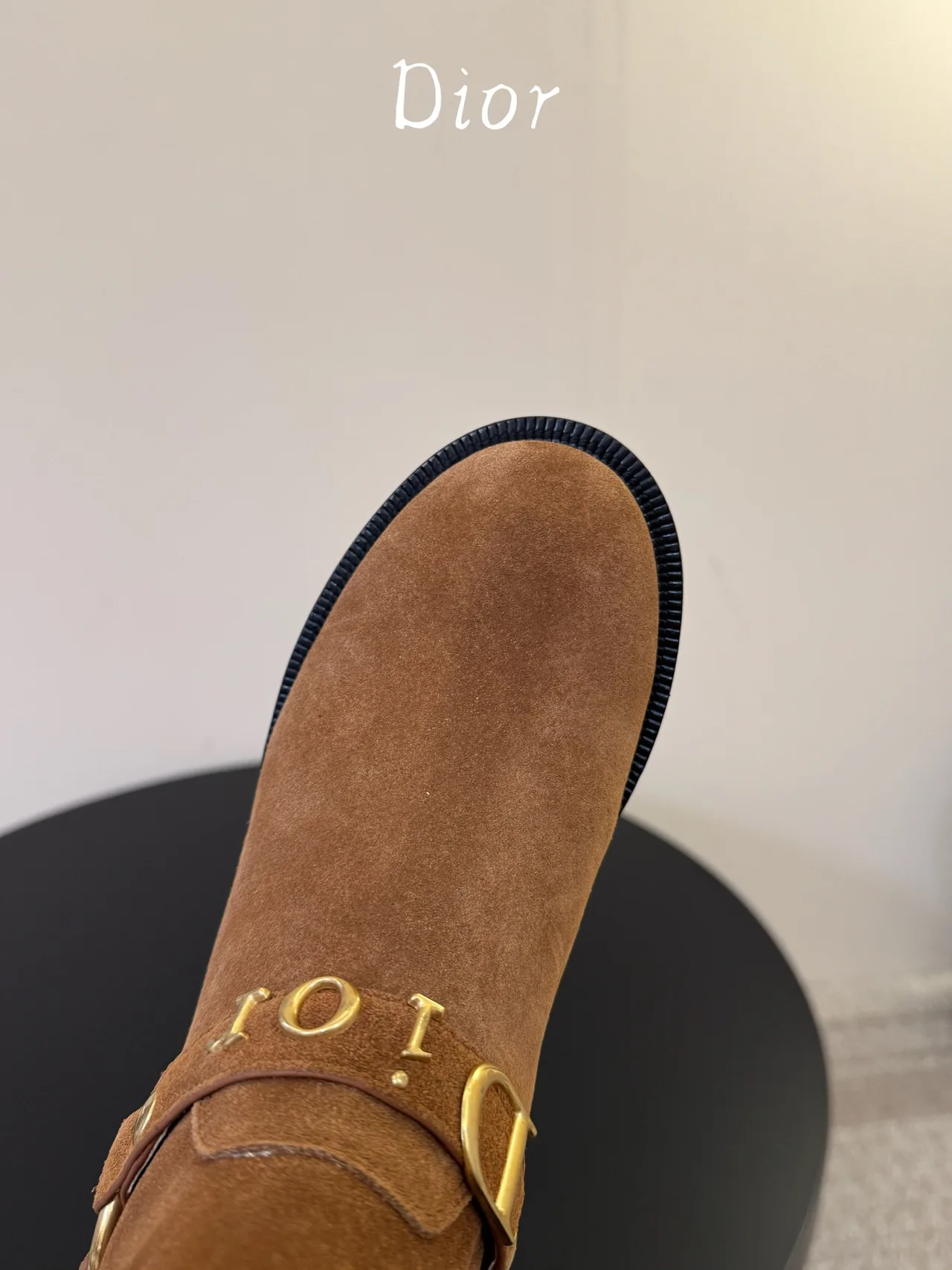 Dior Suede-Look Round-Toe Ankle Boots in Brown · view 6