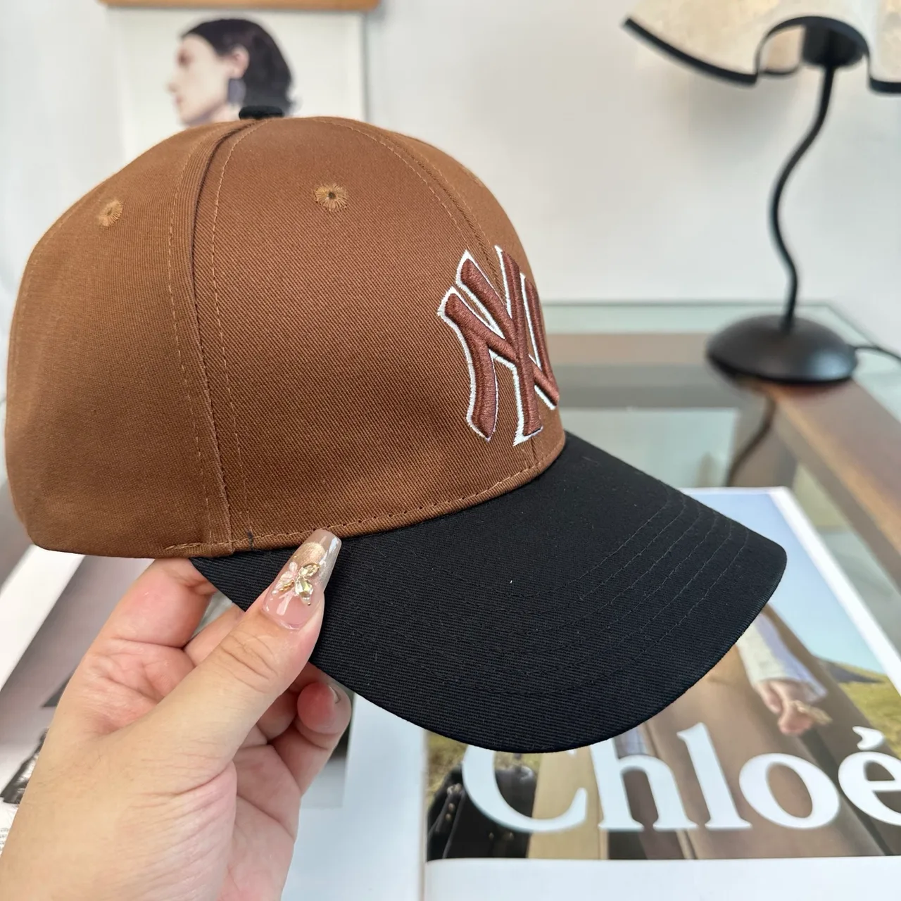 New Era Embroidered Baseball Cap in Brown · view 6