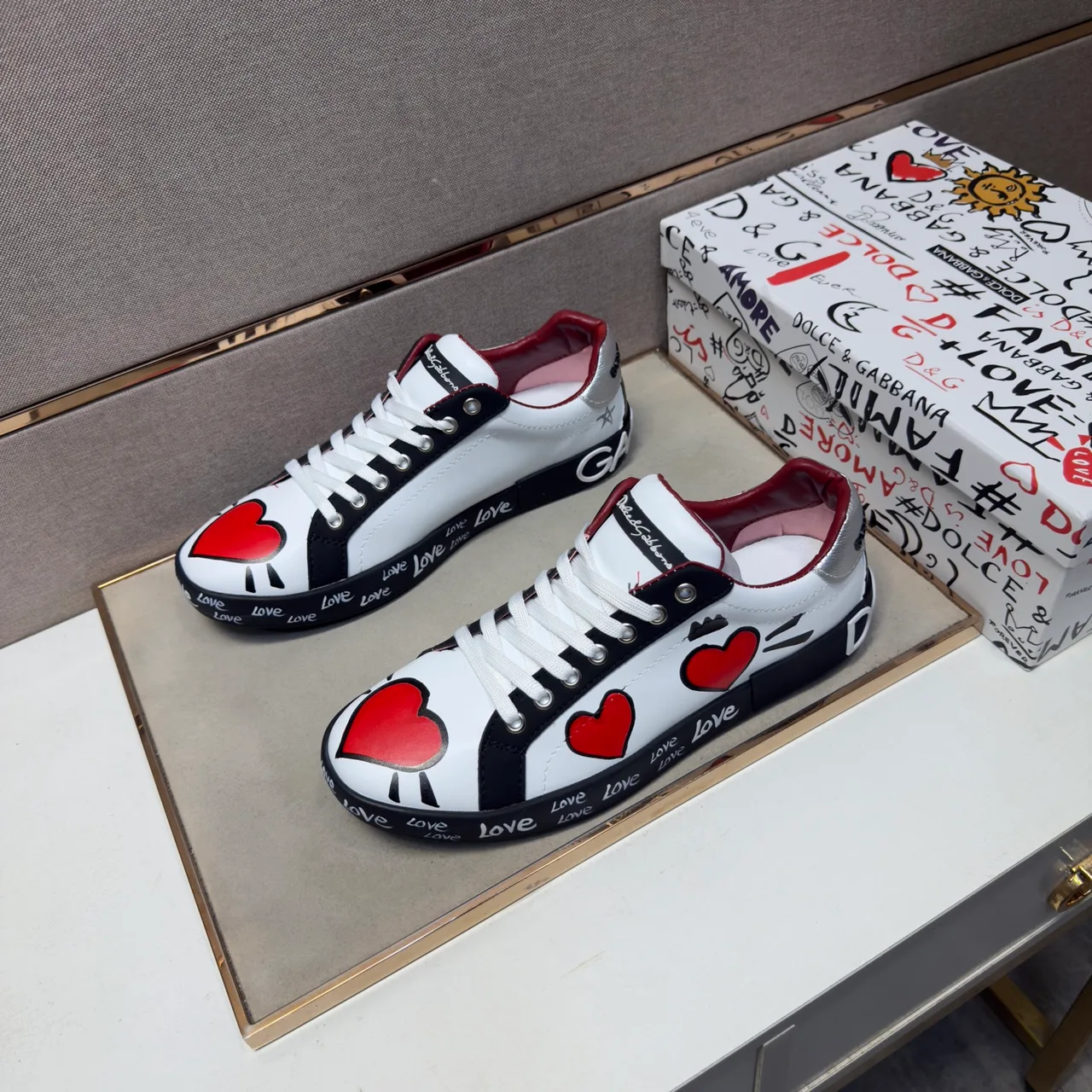 Dolce & Gabbana Leather Sneakers in White · view 2