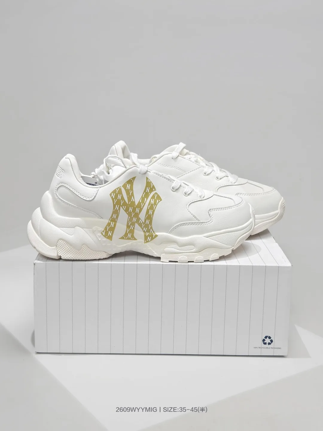 NY and LA Letter Chunky Sneakers in White & Black · view 6