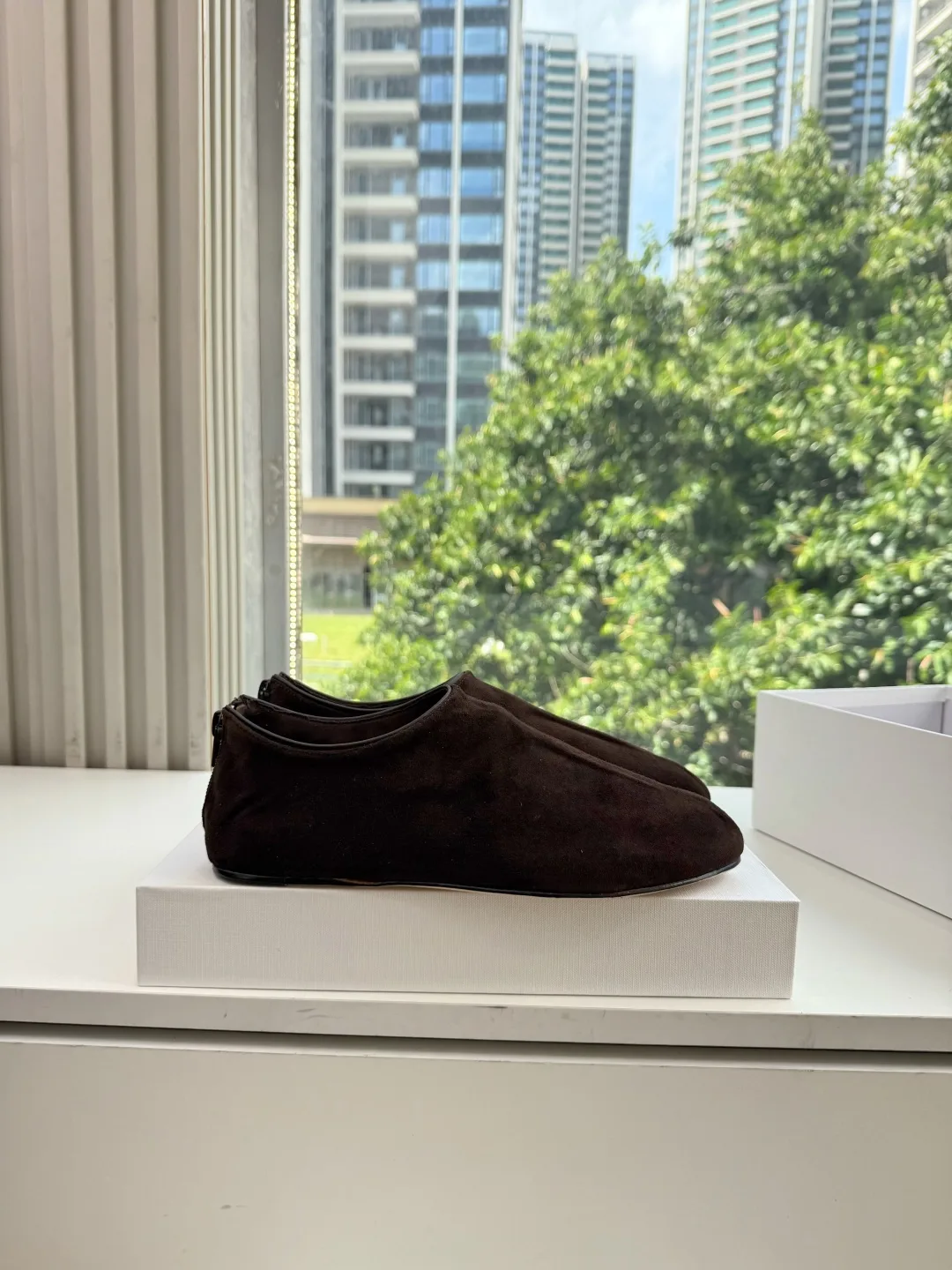 The Row Smooth Round-Toe Slip-On Flats in Brown · view 5