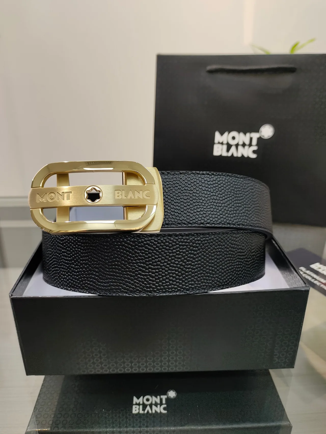 Montblanc Calfskin Belt in Black · view 1