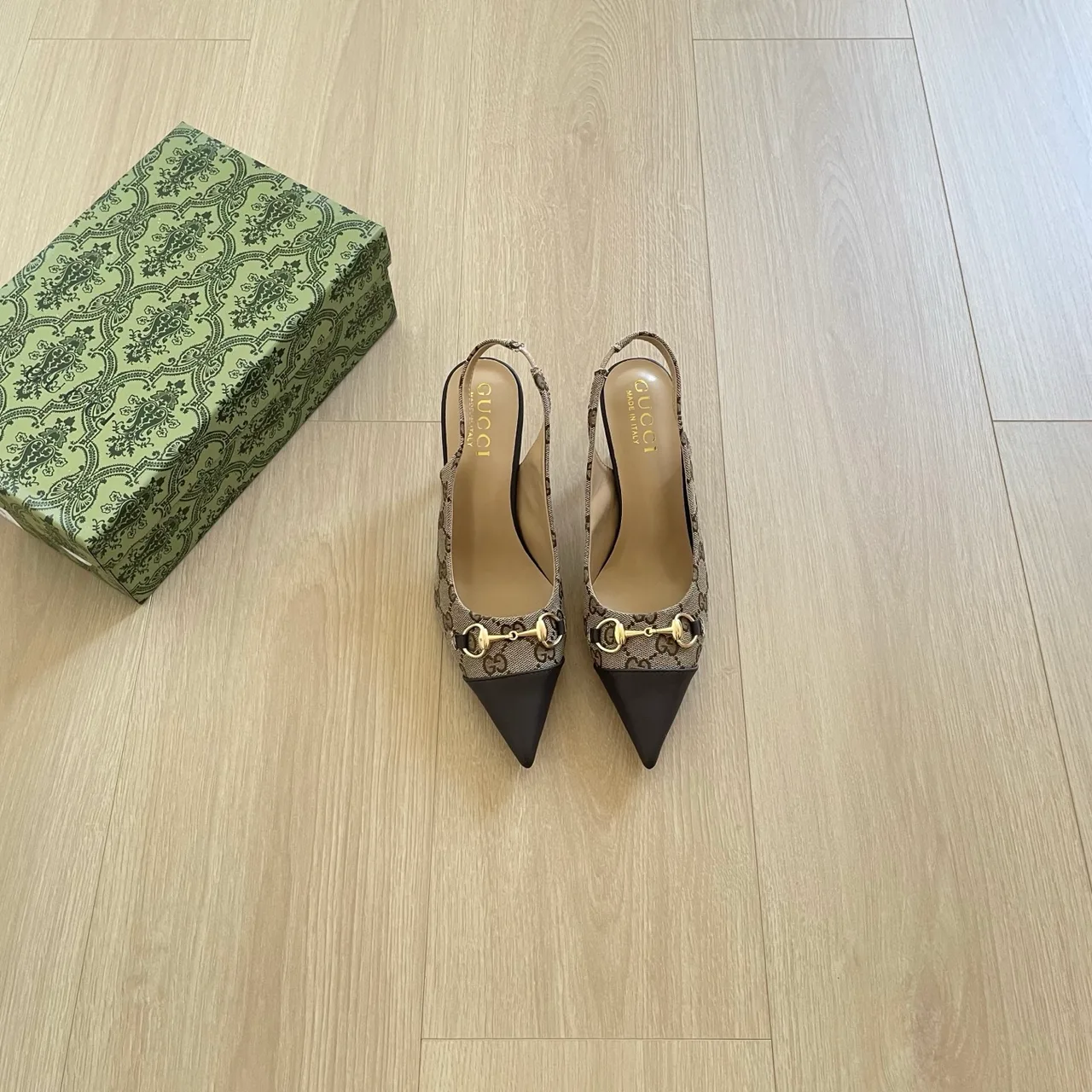 Gucci Crystal GG Slingback Pumps in Black / Gold / Red / Silver · view 2